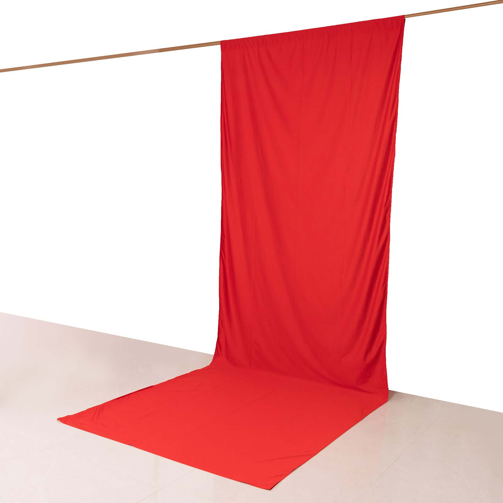 Hot Sale! Red Scuba Polyester Wrinkle-Free Event Curtain Drapes, Durable Flame Resistant Backdrop - 5ftx14ft