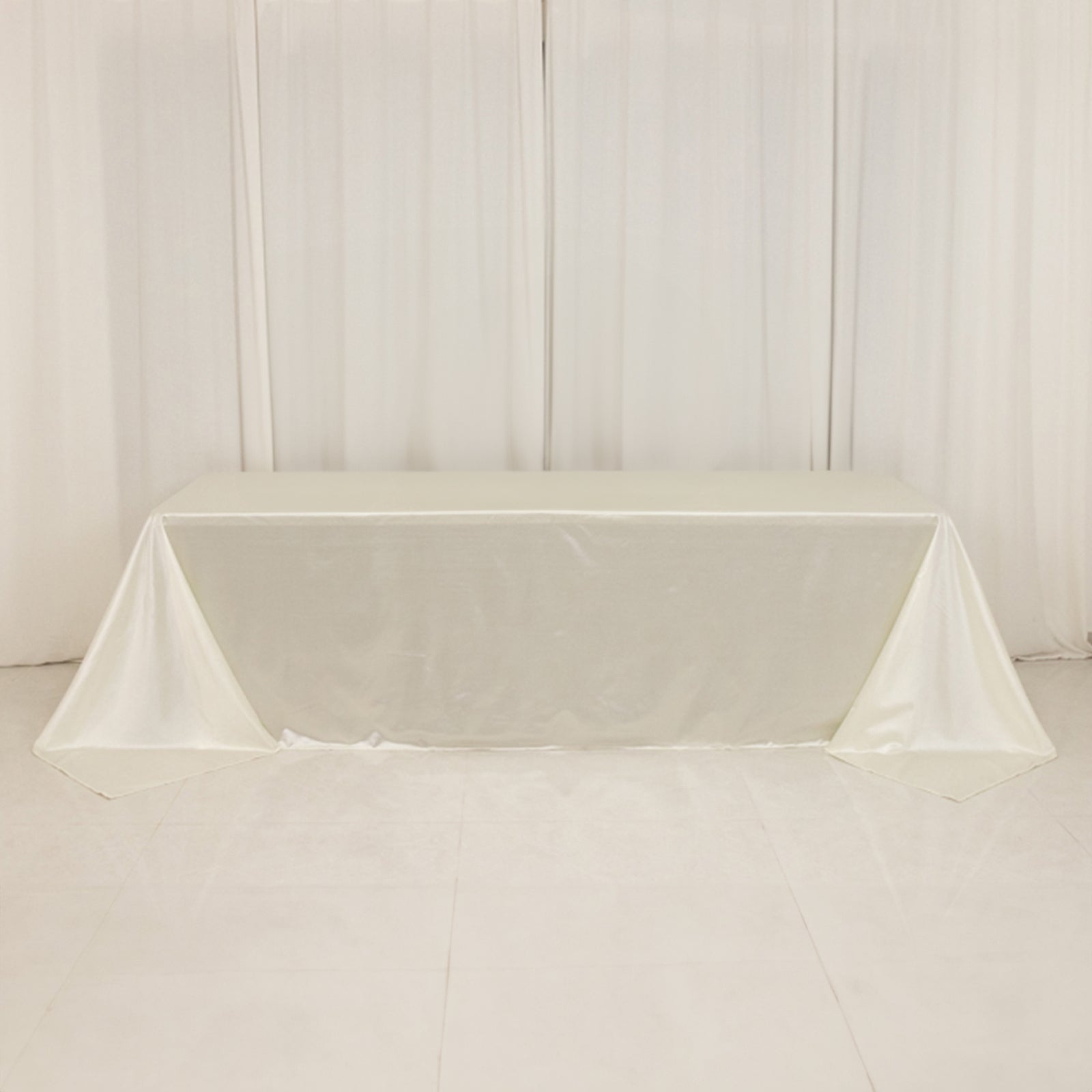 Premium Wrinkle-Free & Stain-Resistant Shimmering Pearl White Scuba Tablecloth 90x156