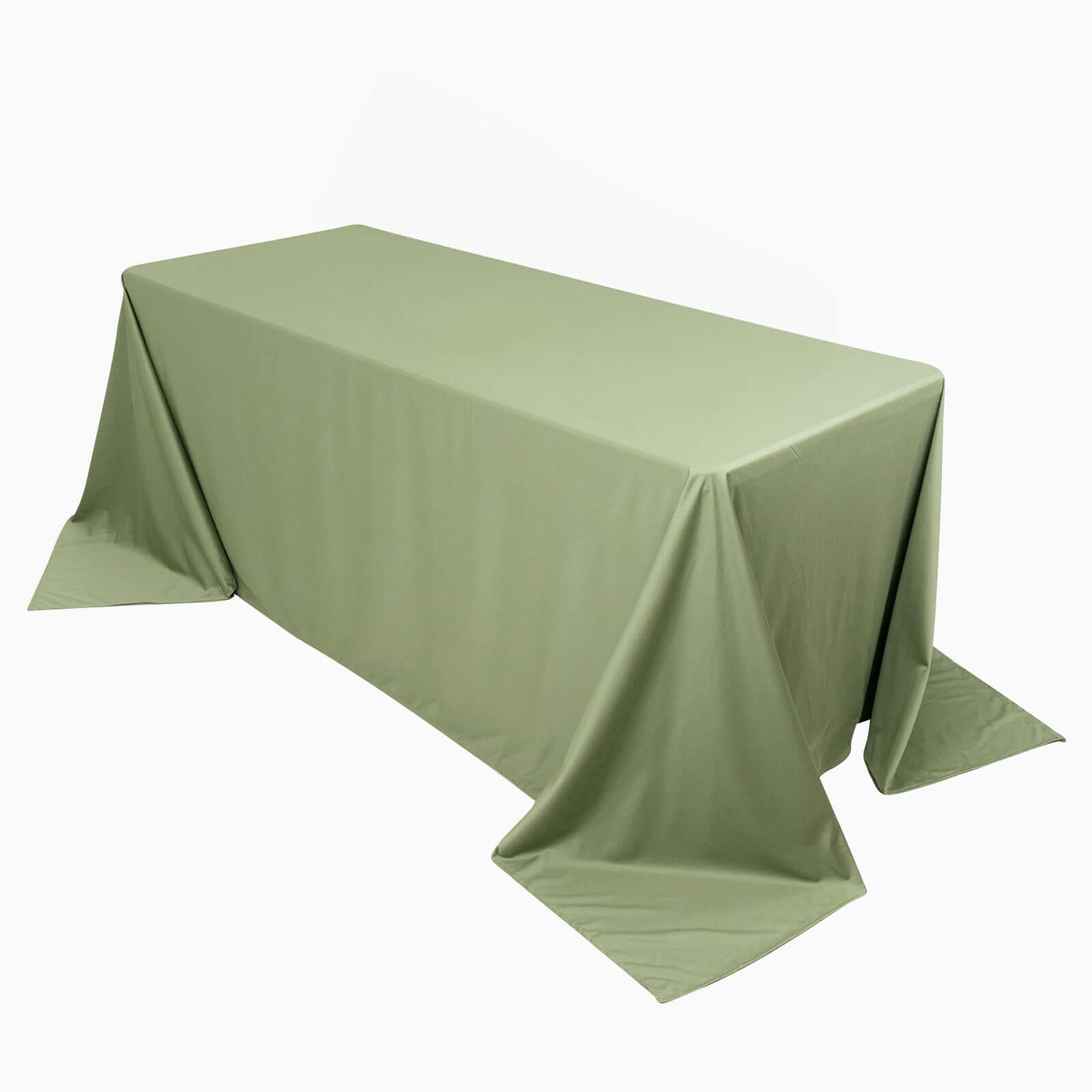 Wrinkle-Free, Stain-Resistant Dusty Sage Green Scuba Polyester 90x132 Rectangular Tablecloth