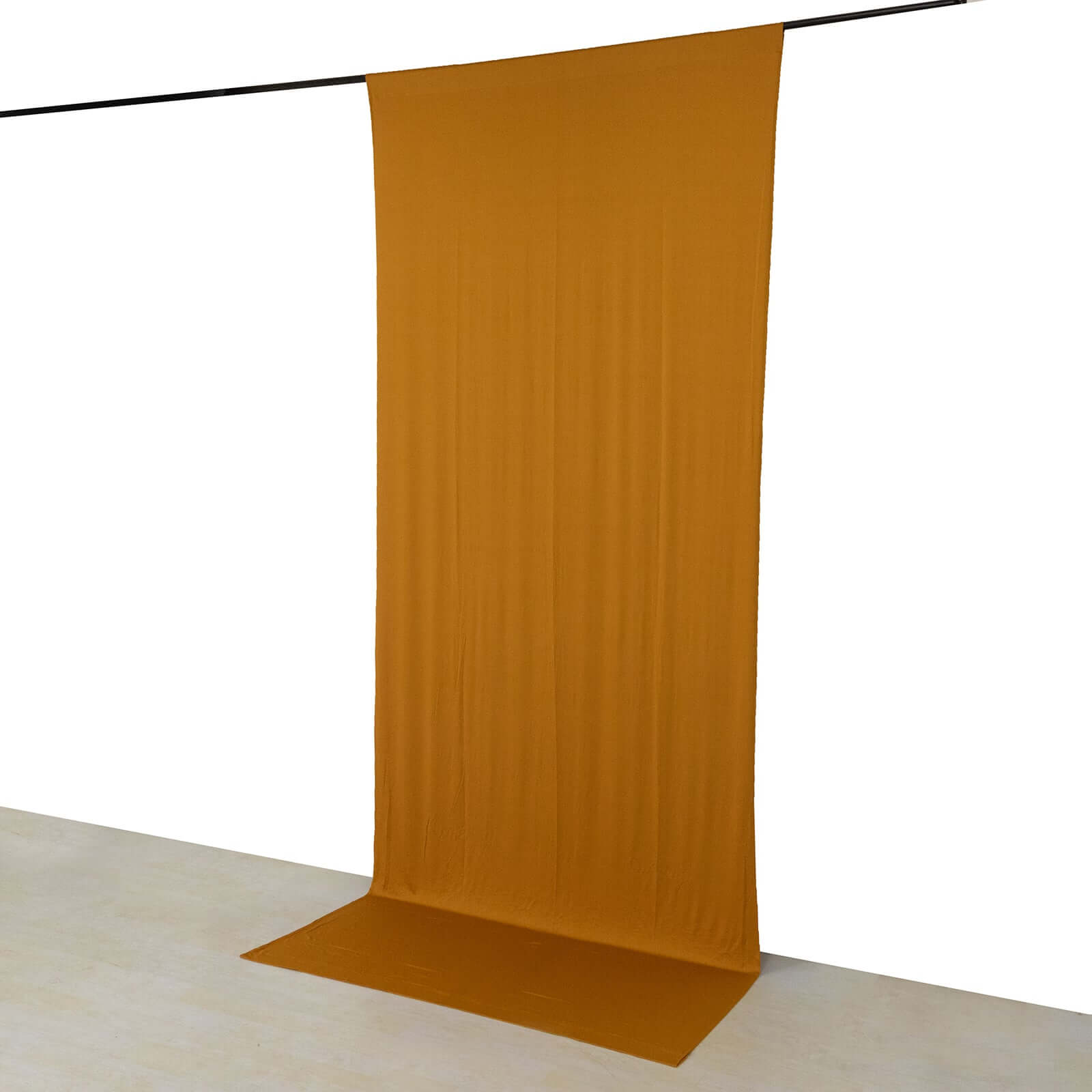 Wrinkle-Free Gold Spandex 4-Way Stretch Event Drapes with Rod Pockets - 5ft x 12ft