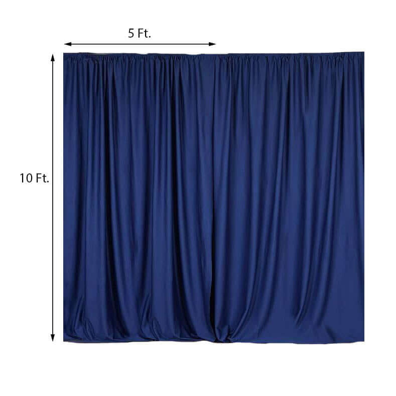 Hot Deal! 2 Pack Navy Blue 10ftx10ft Scuba Polyester Wrinkle-Free Flame Resistant Event Curtains with Rod Pockets