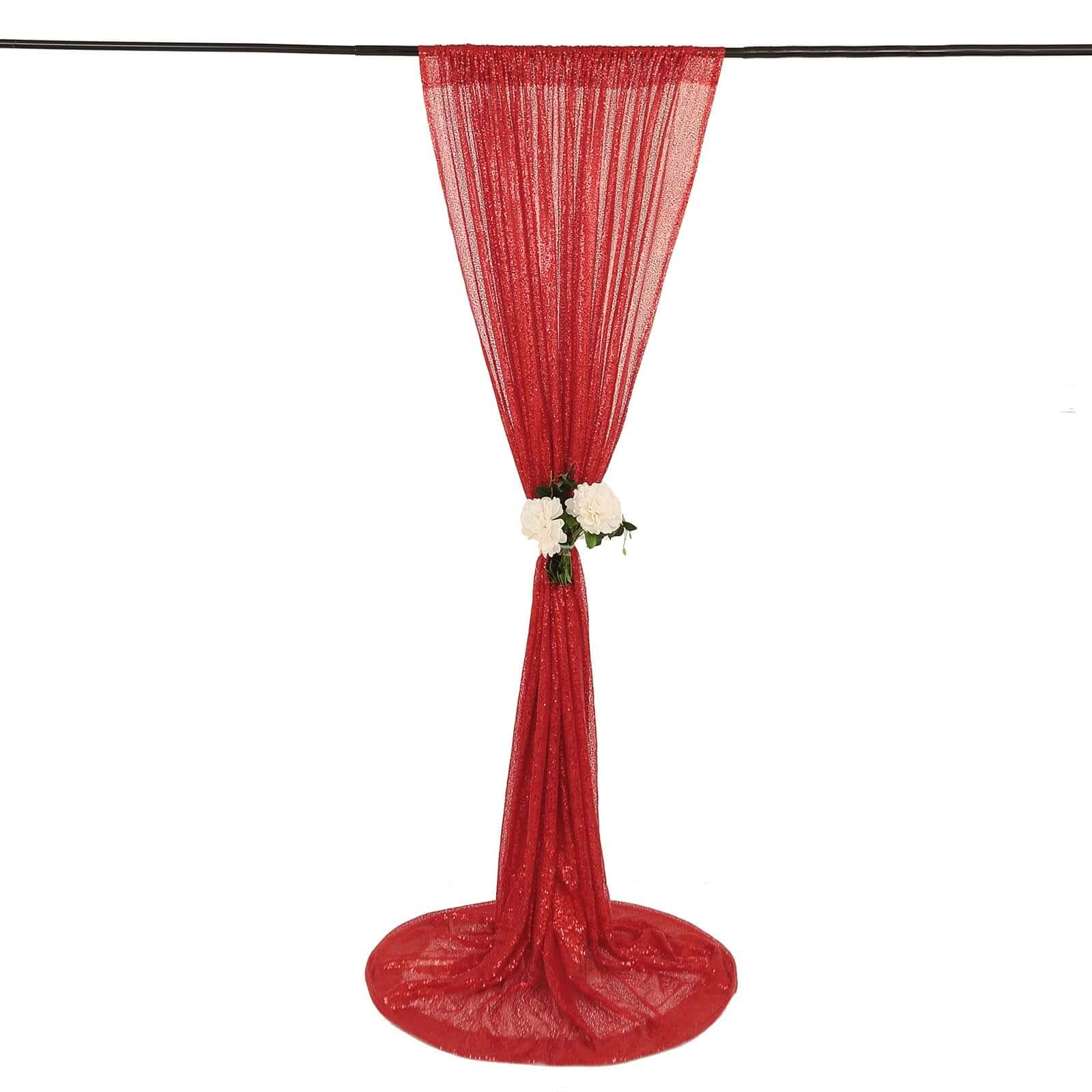 Hot Sale! 8ft by 8ft Red Sequin Event Curtain Drapes for Stunning Backdrops