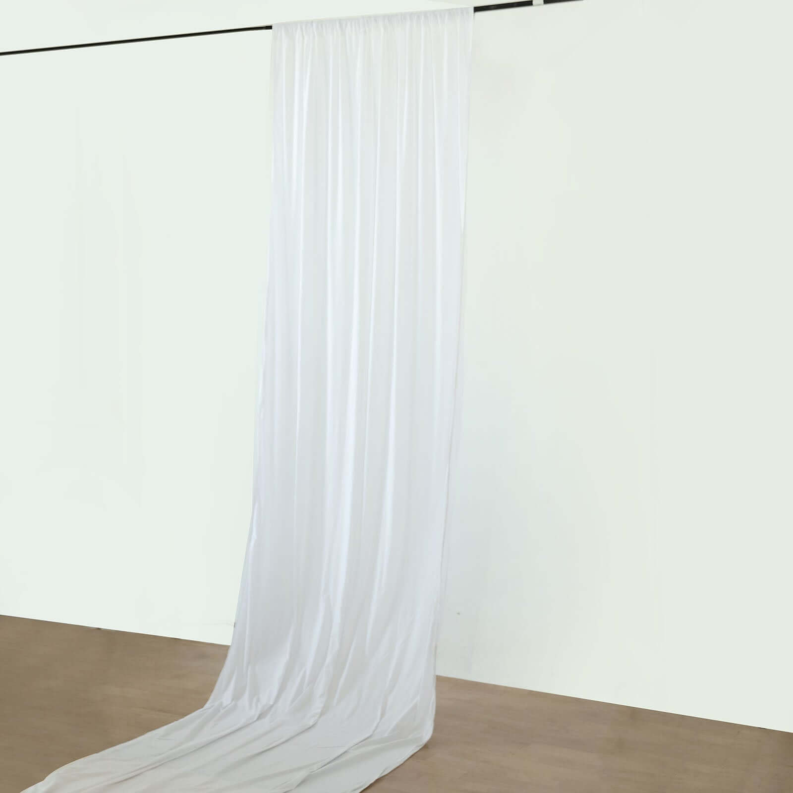 Commercial-Grade Fire-Retardant White Scuba Polyester Ceiling Drape Panel - 5ft x 40ft, Wrinkle-Free with Rod Pockets