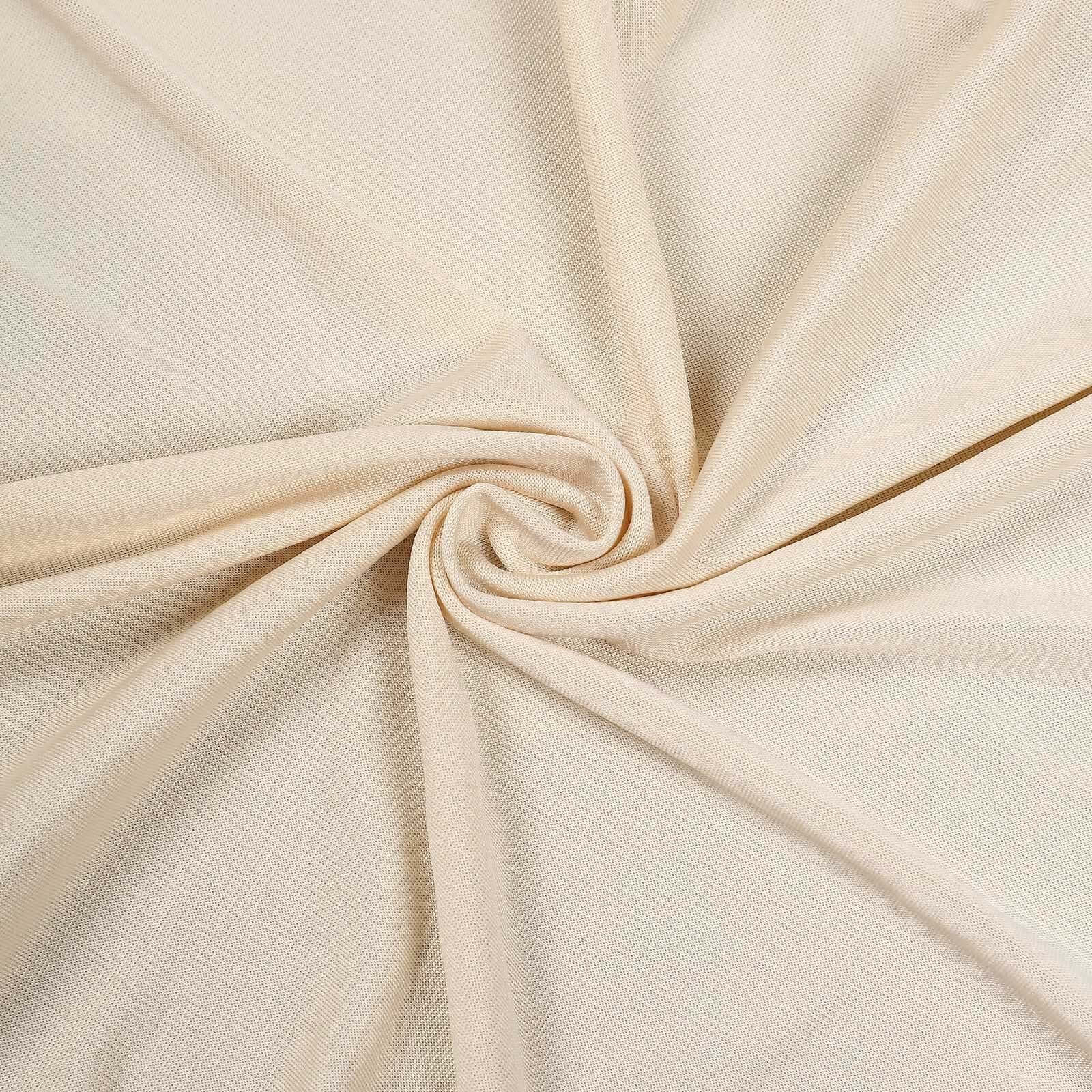 Beige Wrinkle-Free 4-Way Stretch Spandex Event Backdrop Curtain with Rod Pockets, 5ft x 14ft