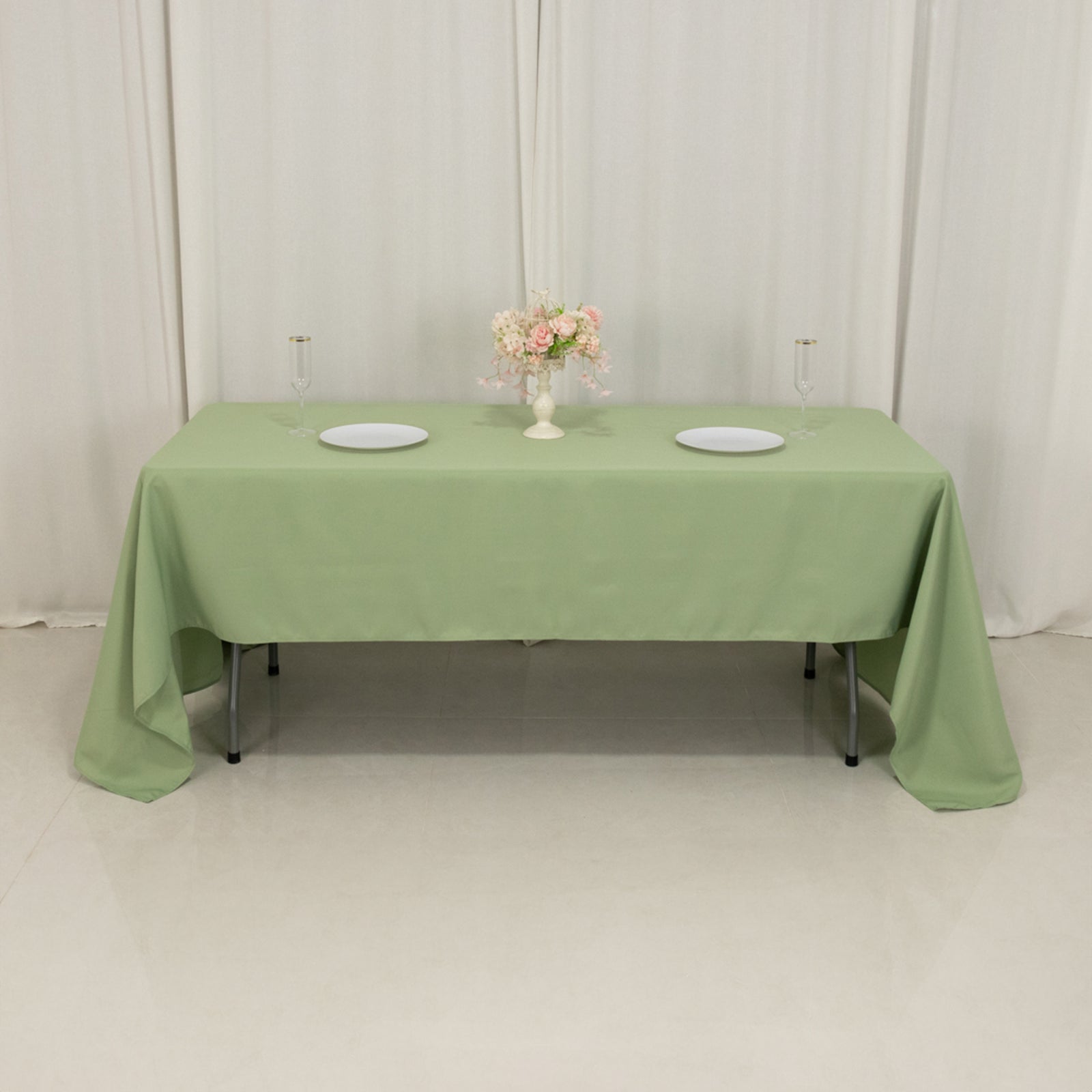 Hot! Sage Green 60x126 Polyester Rectangle Tablecloth - 220GSM Stain-Resistant