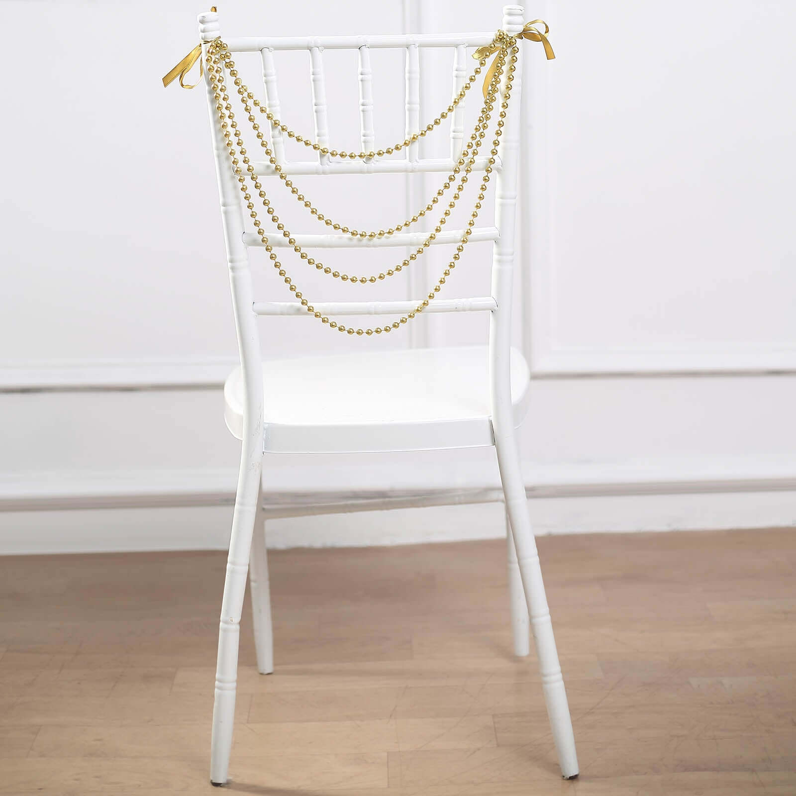 Hot Sale! Gold Faux Pearl Beaded 16-Foot Chair Back Garland Sash for Chiavari Chairs - Gatsby-Inspired Wedding Decor