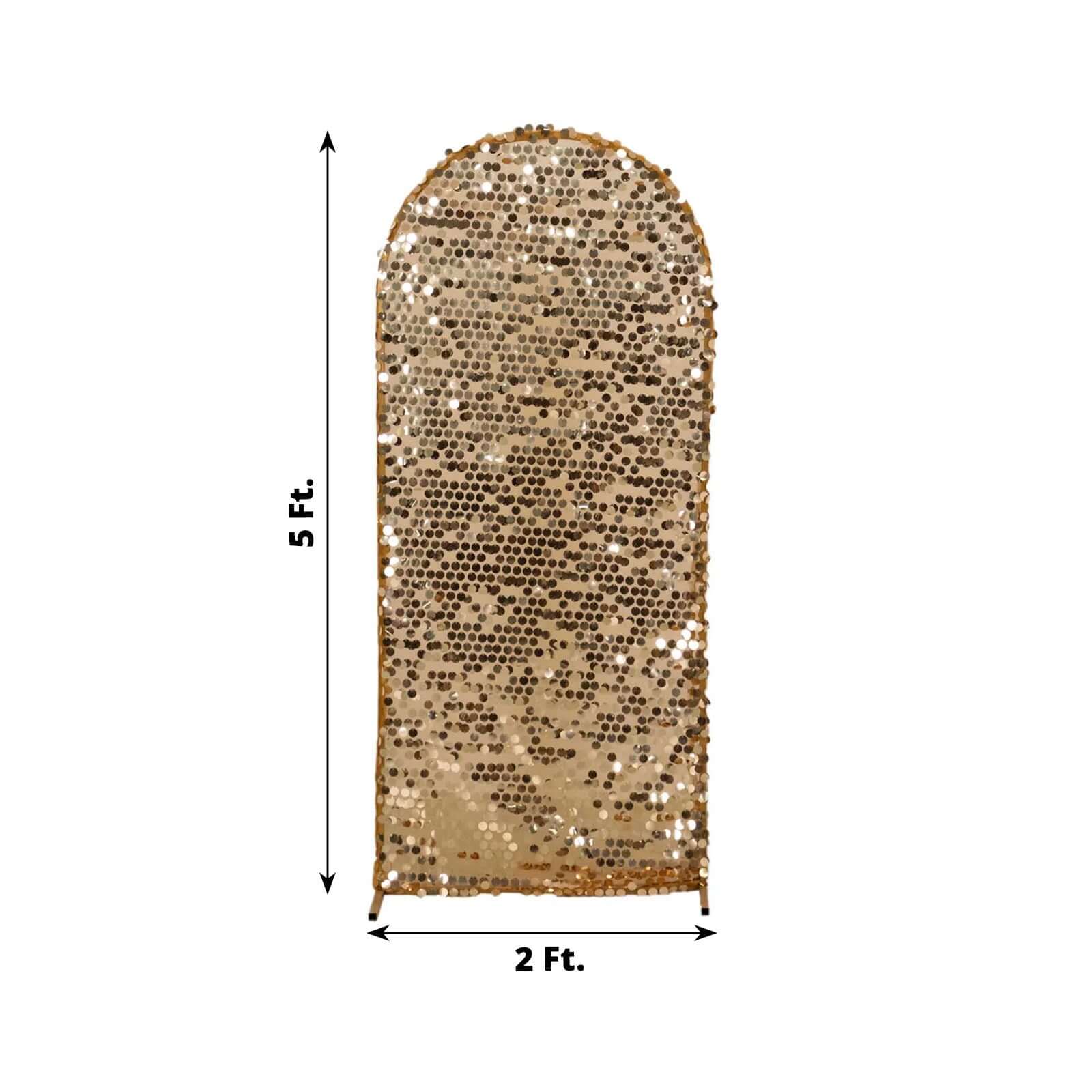 5ft Sparkling Gold Payette Sequin Fitted Cover for Round Top Wedding Arch Stand