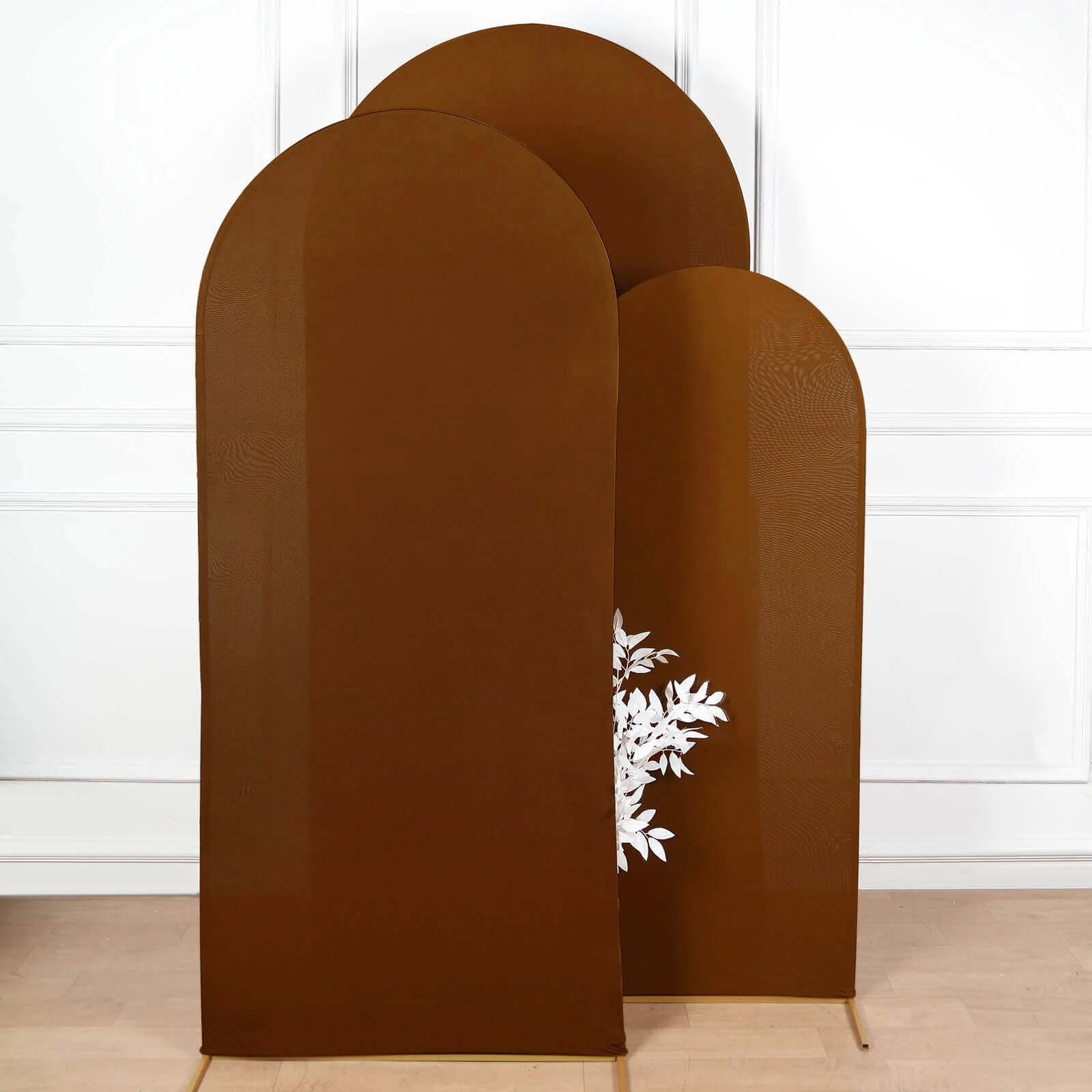6ft Cinnamon Brown Spandex Fitted Cover for Round Top Wedding Arch - Ideal Decor