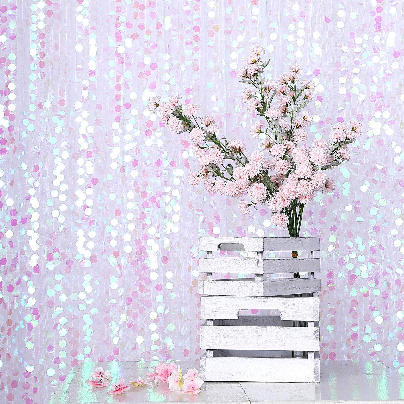 8ft by 8ft Iridescent Payette Big Sequin Event Drapes for Backdrop