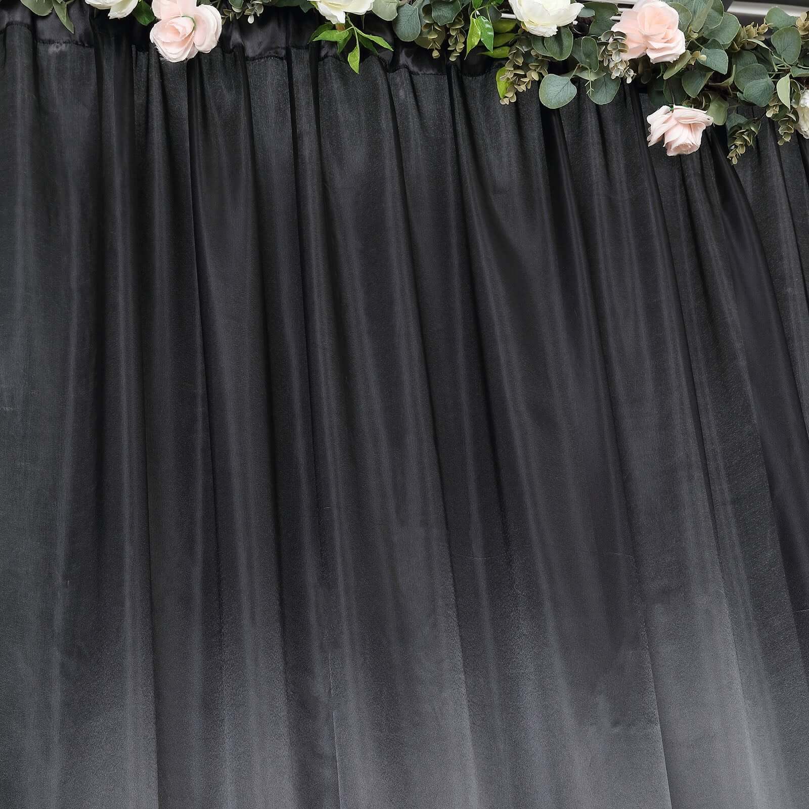 10ft x 8ft Black Satin Seamless Event Drapes for Backdrop Panels