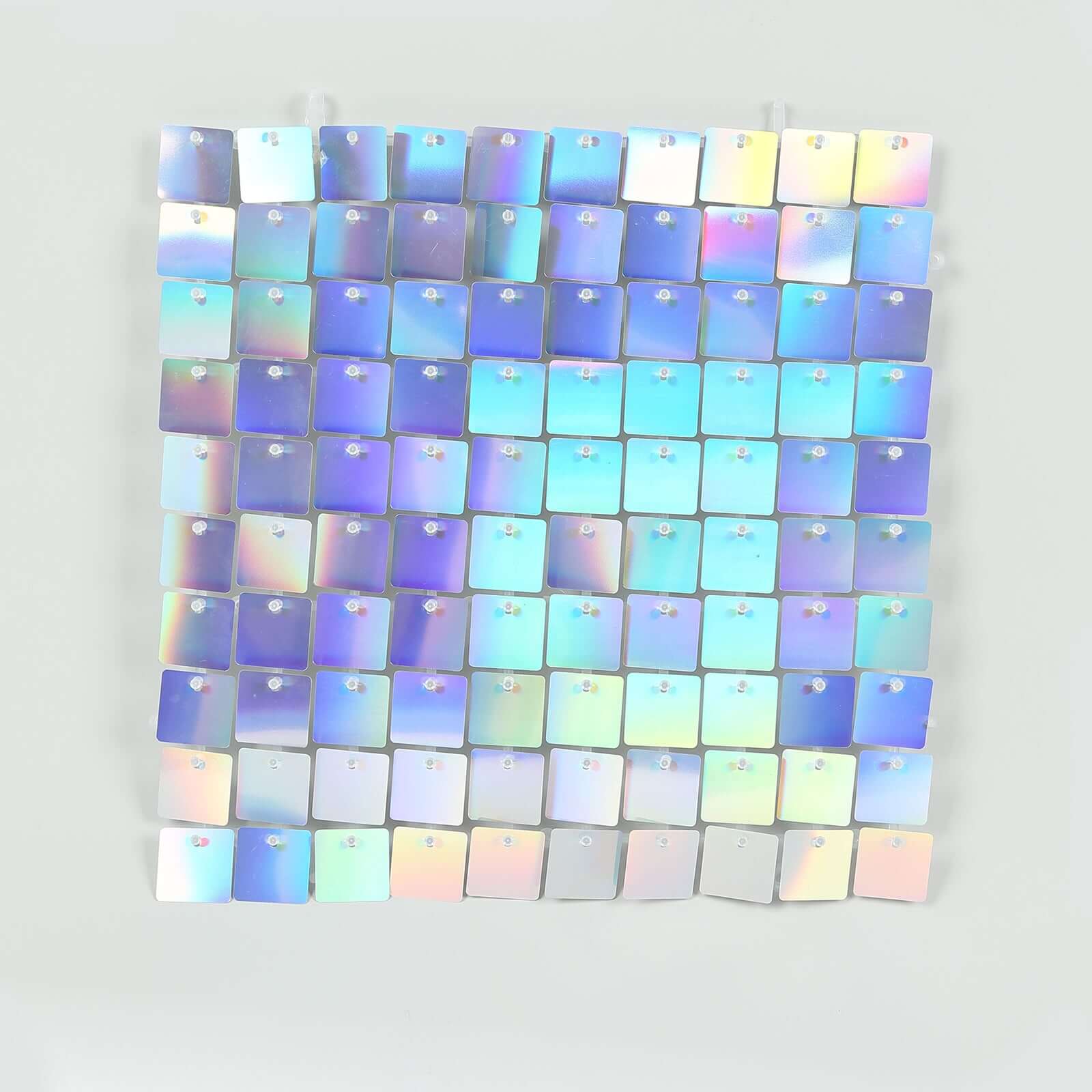 24-Panel Disco Theme Iridescent Blue Square Sequin Shimmer Wall Party Backdrop, 24sq.ft