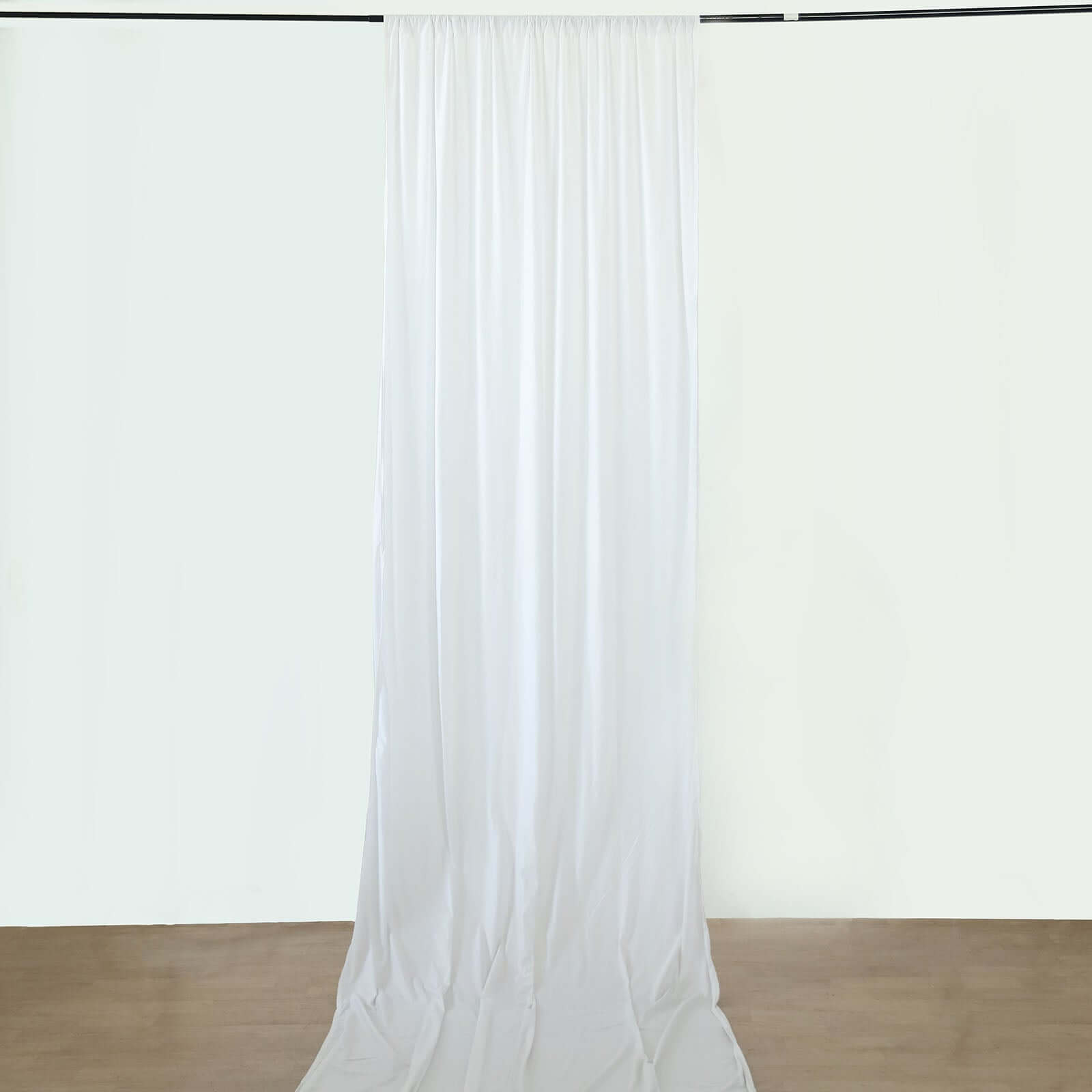 Commercial-Grade Fire-Retardant White Scuba Polyester Ceiling Drape Panel - 5ft x 40ft, Wrinkle-Free with Rod Pockets
