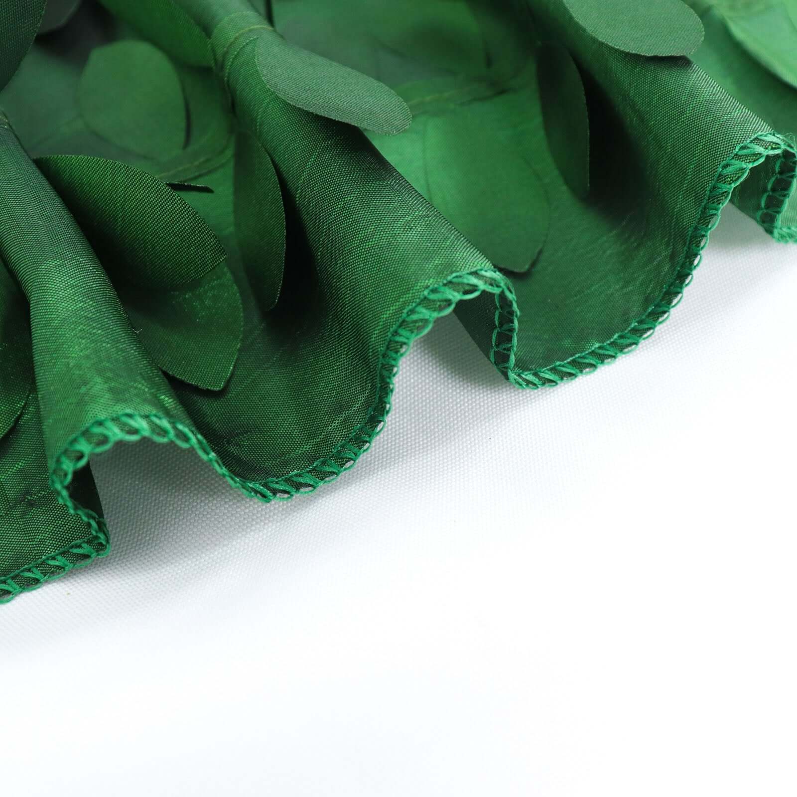 Exclusive 8ft x 8ft Green 3D Leaf Petal Taffeta Event Curtains with Rod Pocket for Backdrops