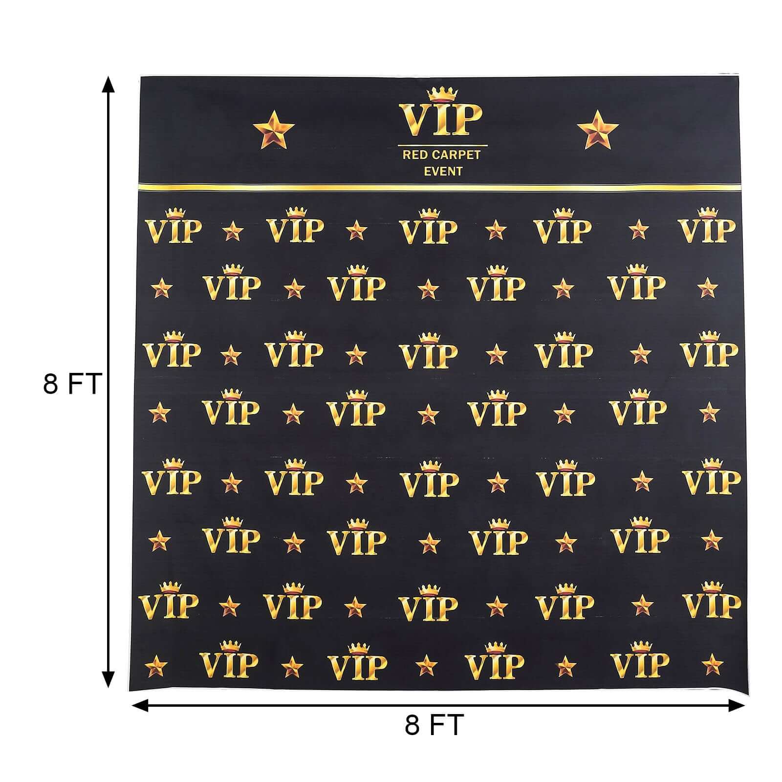 Hot Sale! 8ft x 8ft Hollywood-Style Vinyl Photography Backdrop with Gold Crown Star Design in Black & Gold