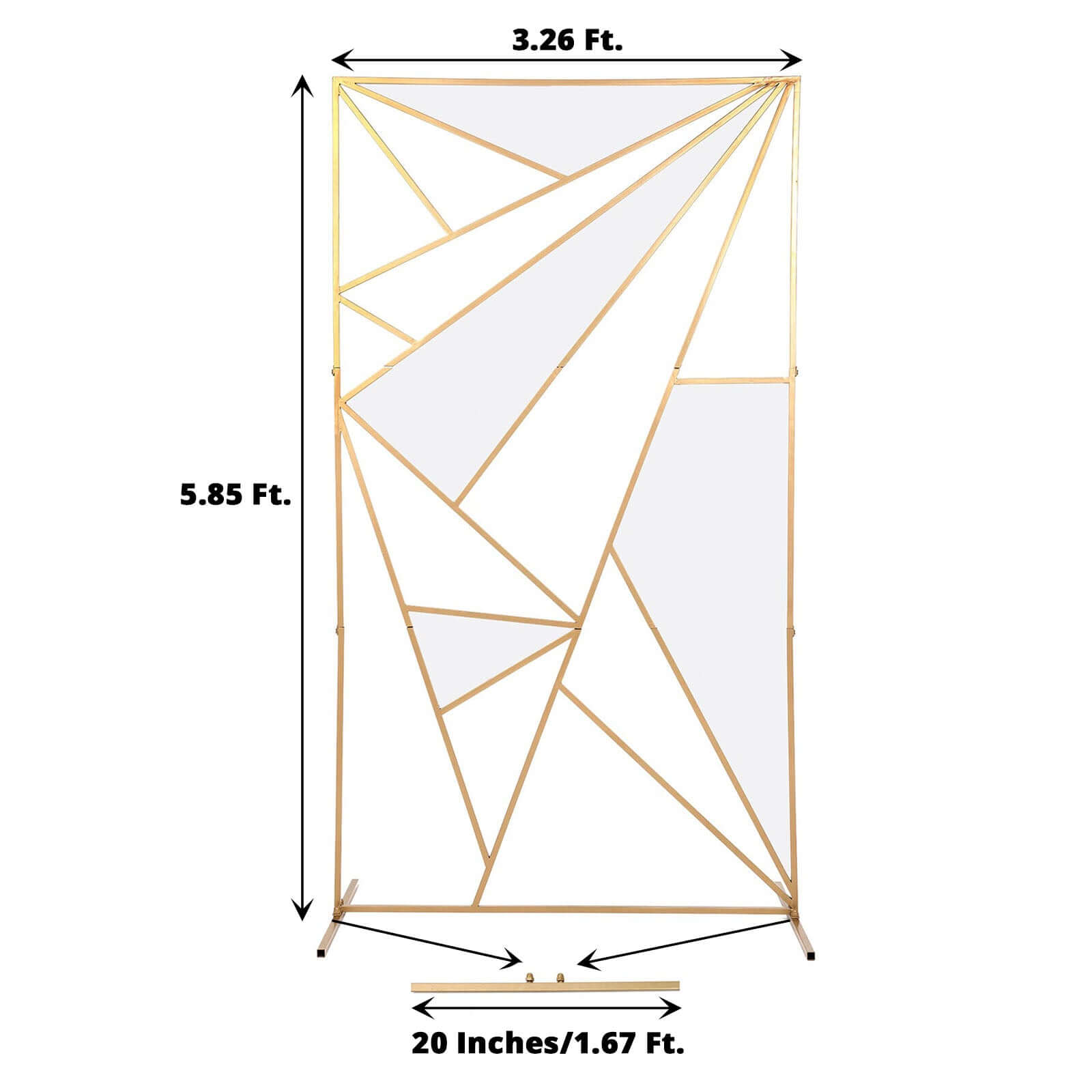 6ft Tall Gold Metal Rectangular Geometric Flower Frame for Wedding Backdrop with Cloudy Film Insert