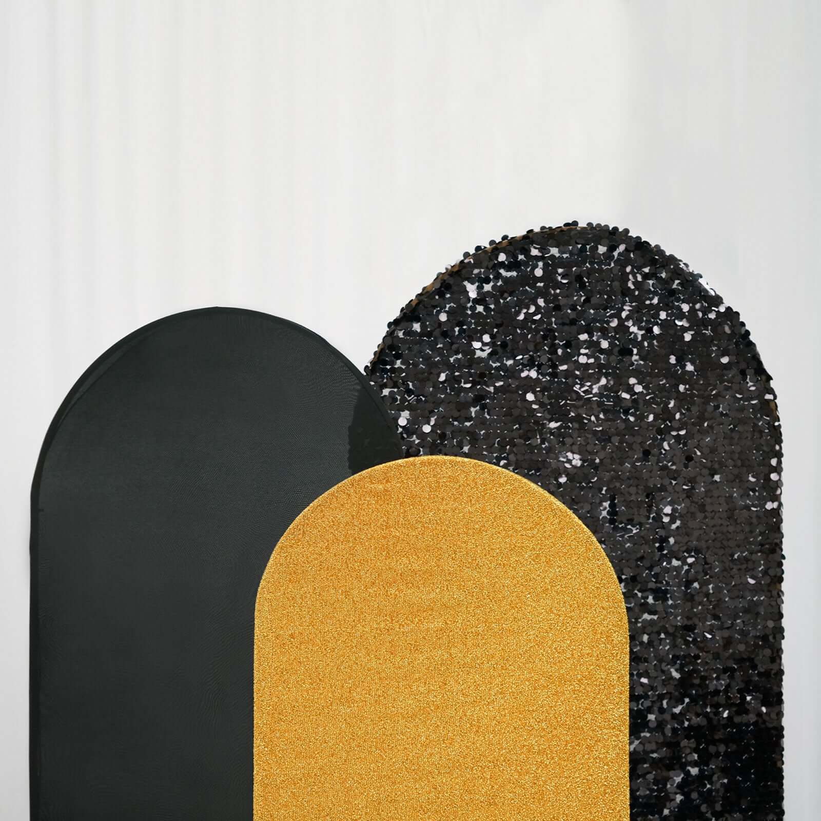 Hot Sale! Set of 3 Wedding Arch Frame Covers in Black & Gold