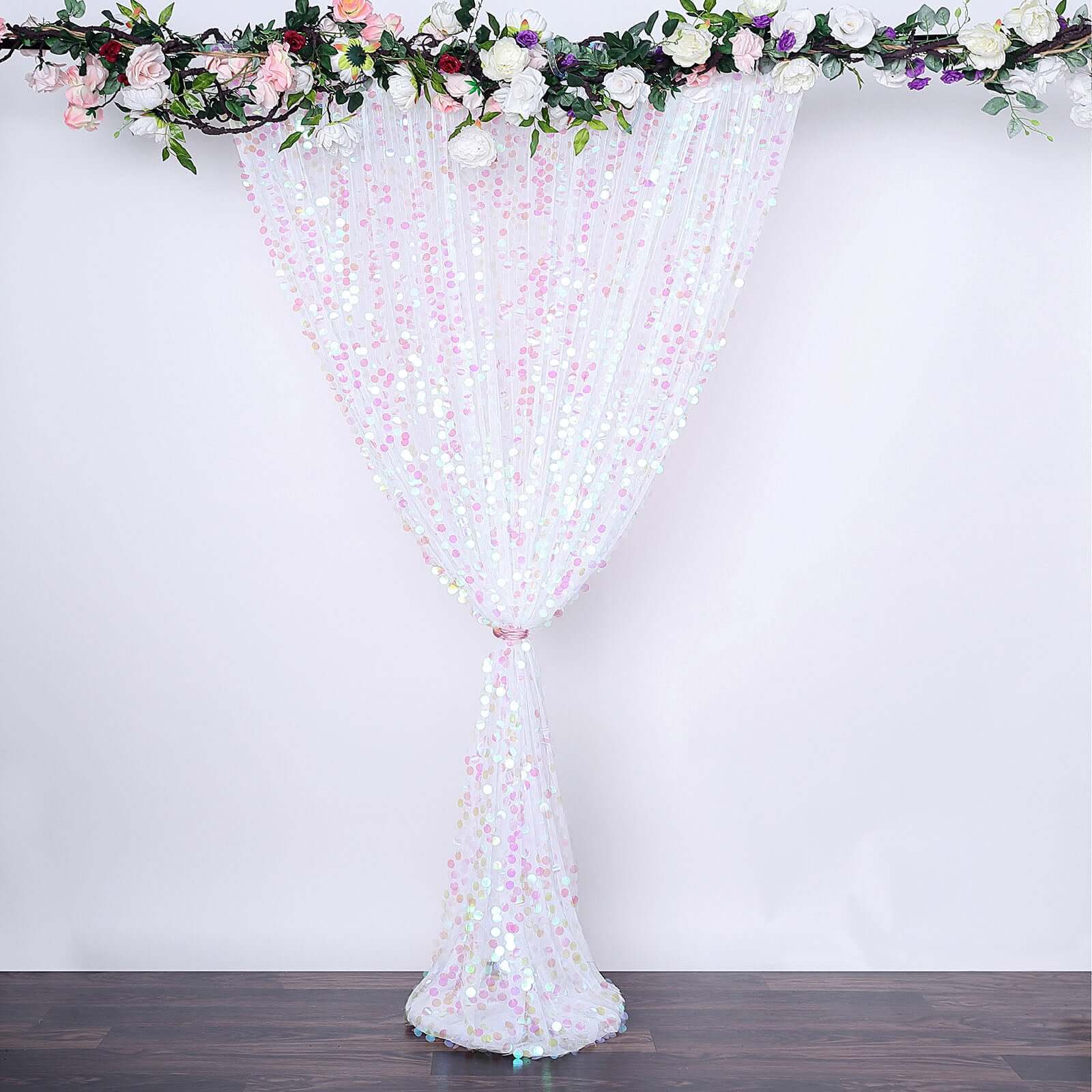 8ft by 8ft Iridescent Payette Big Sequin Event Drapes for Backdrop