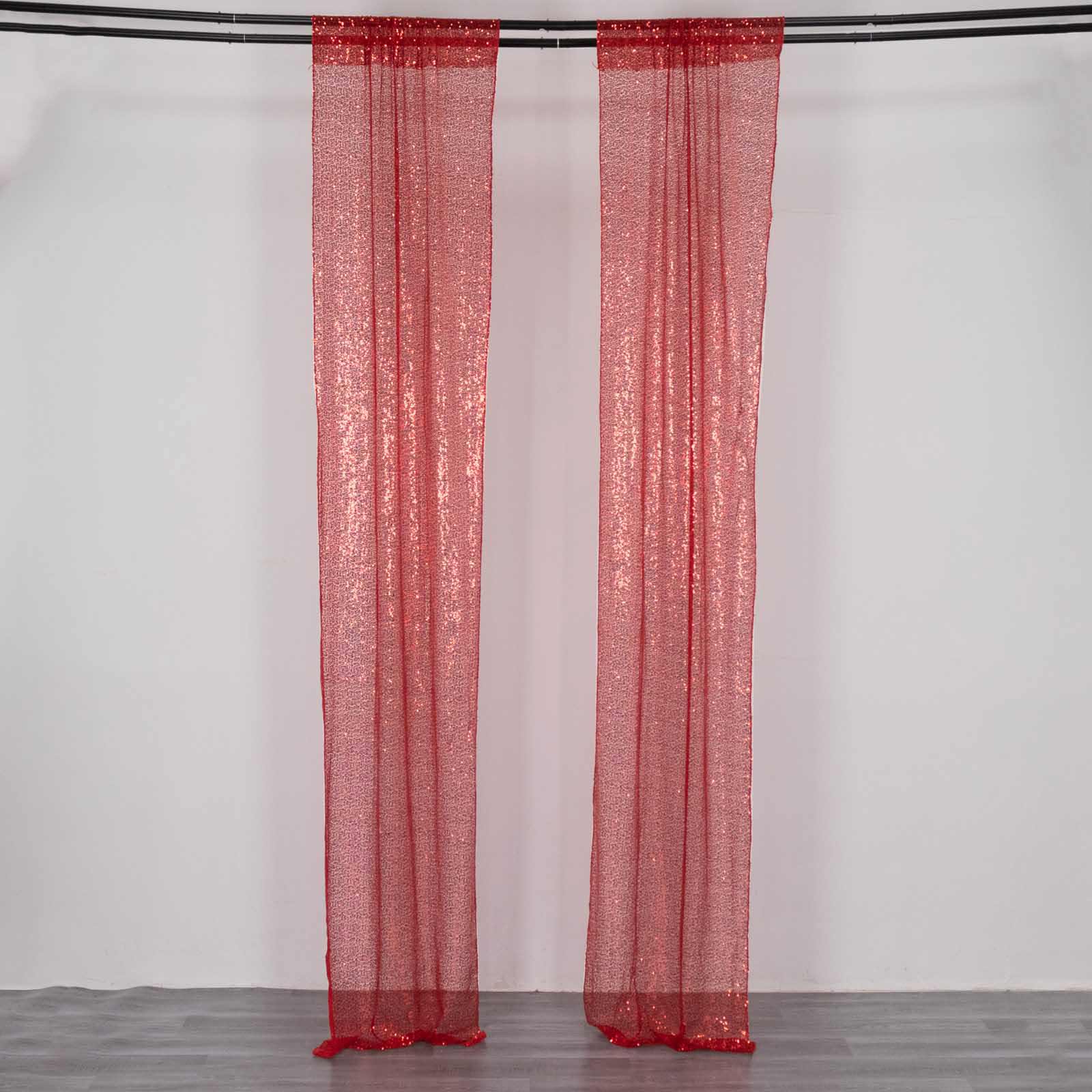 Hot Sale! 2 Pack 8ftx2ft Red Sequin Event Curtain Drapes with Rod Pockets for Stunning Backdrops