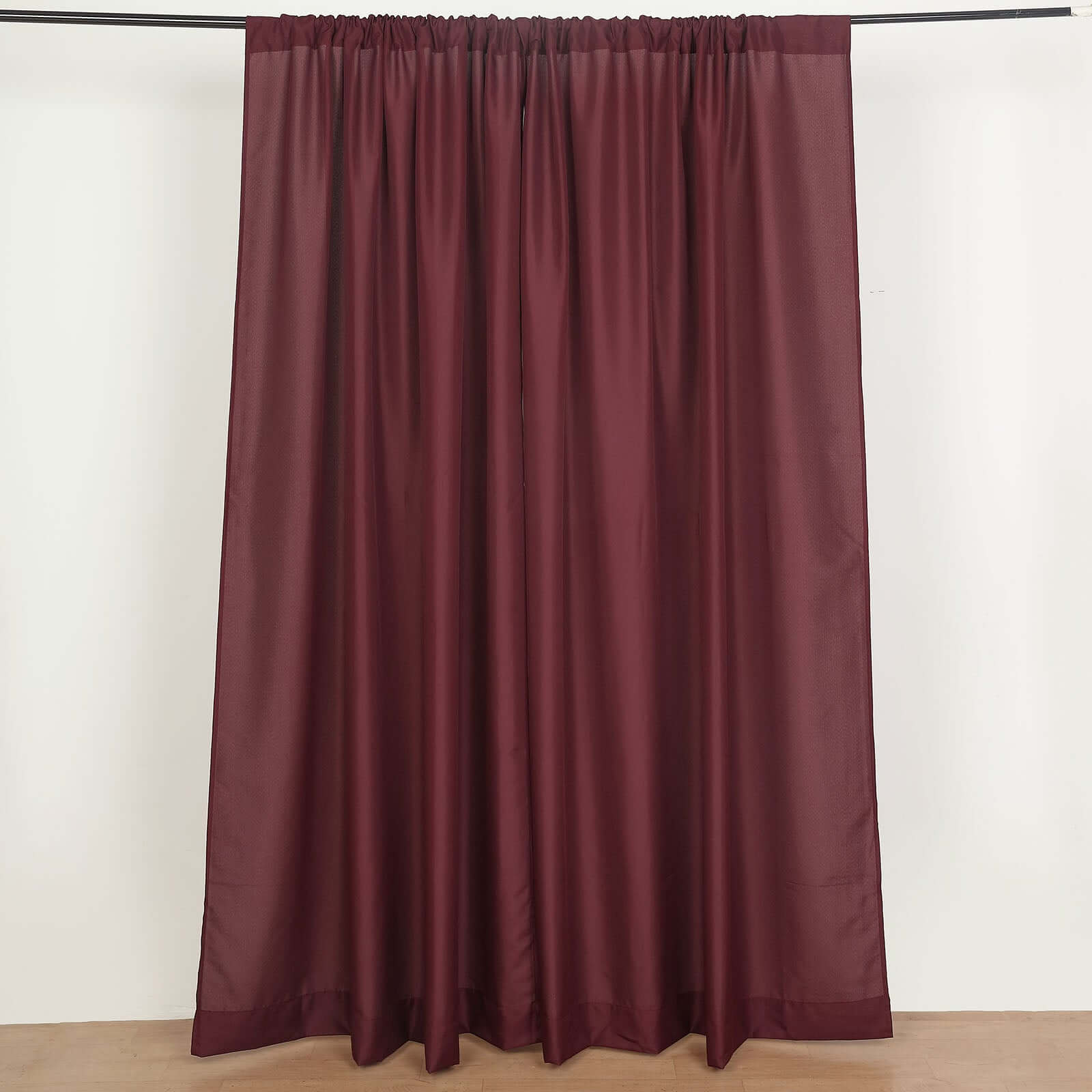 Special Offer! 2-Pack Burgundy Polyester Event Backdrop Curtains, 10ft x 8ft with Rod Pockets, 130 GSM