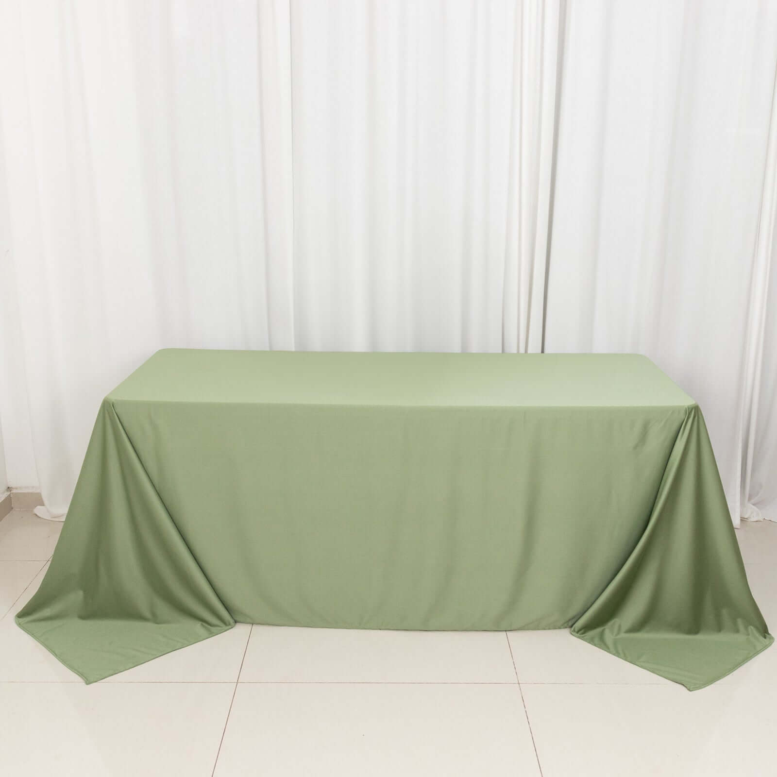 Wrinkle-Free, Stain-Resistant Dusty Sage Green Scuba Polyester 90x132 Rectangular Tablecloth