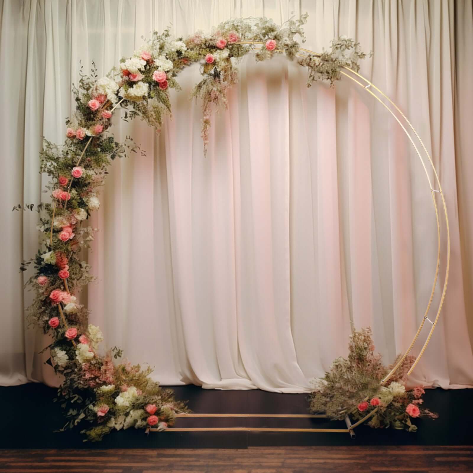 7.5ft Heavy Duty Gold Double Hoop Metal Wedding Arbor - Ideal for Floral & Balloon Decor