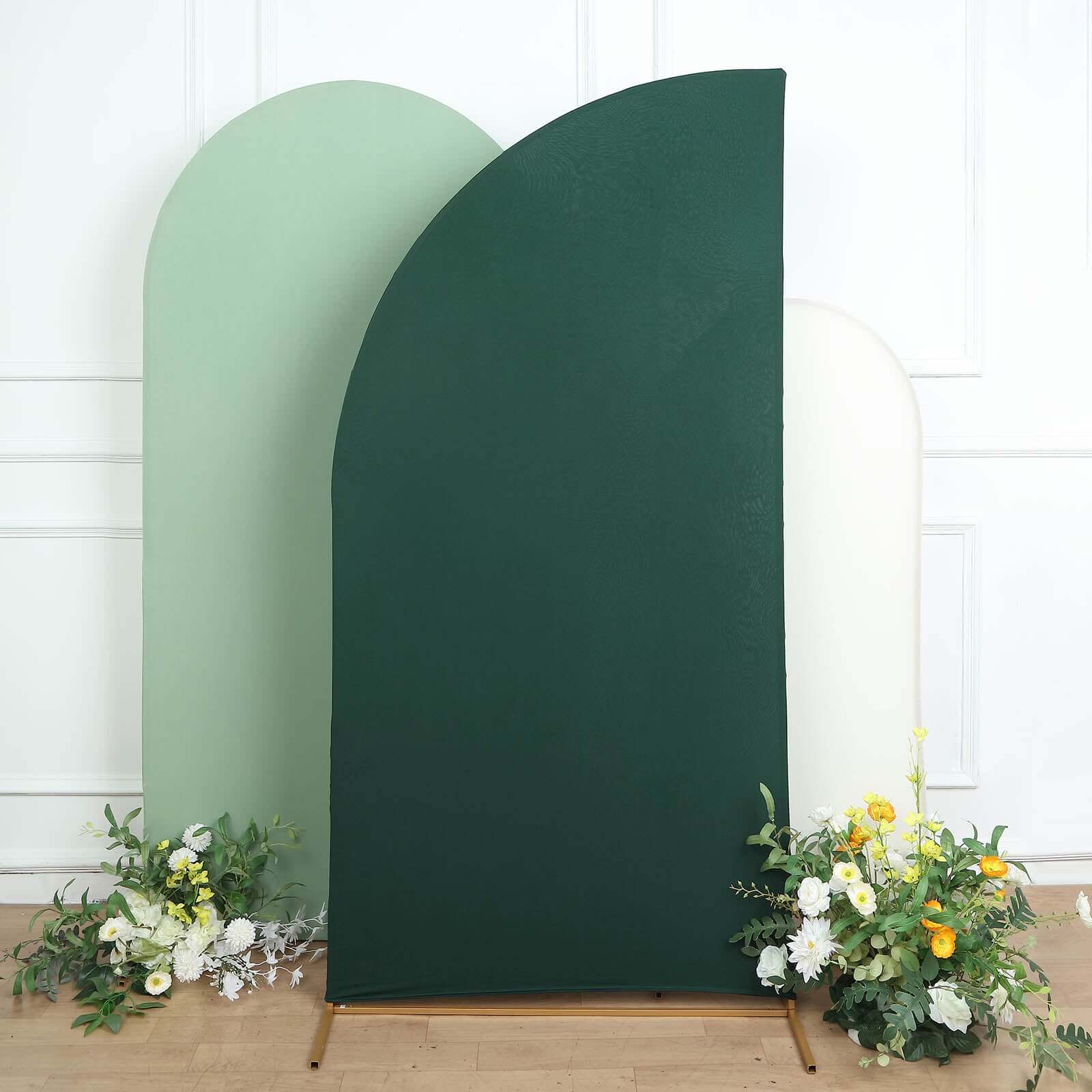 Custom Fitted 7ft Matte Hunter Emerald Green Spandex Half Moon Chiara Wedding Arch Backdrop Cover
