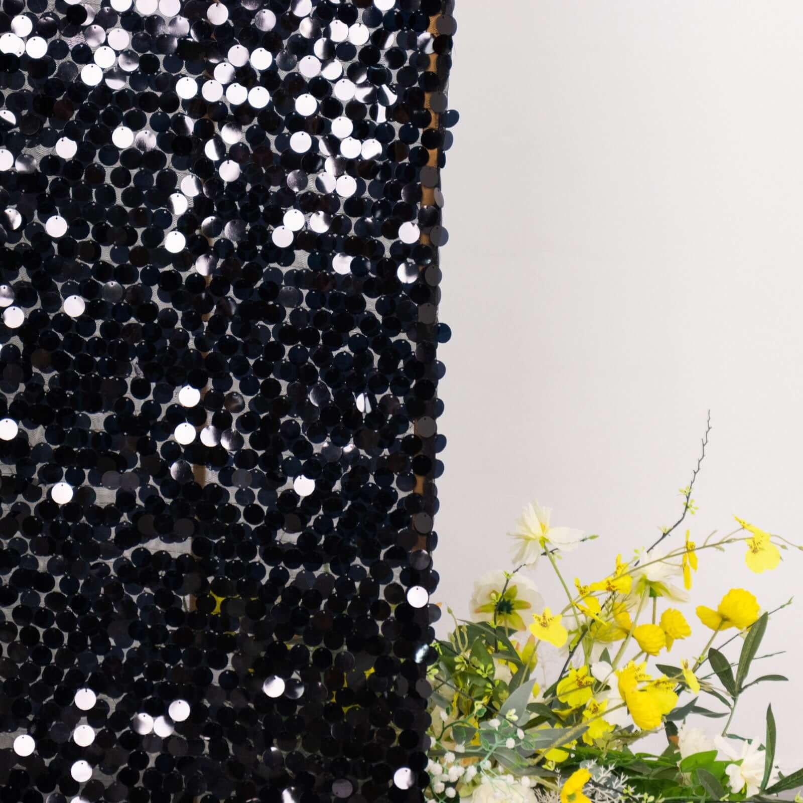 Hot Sale! 6ft Black Double-Sided Payette Sequin Wedding Arch Cover for Half Moon Backdrop Stand