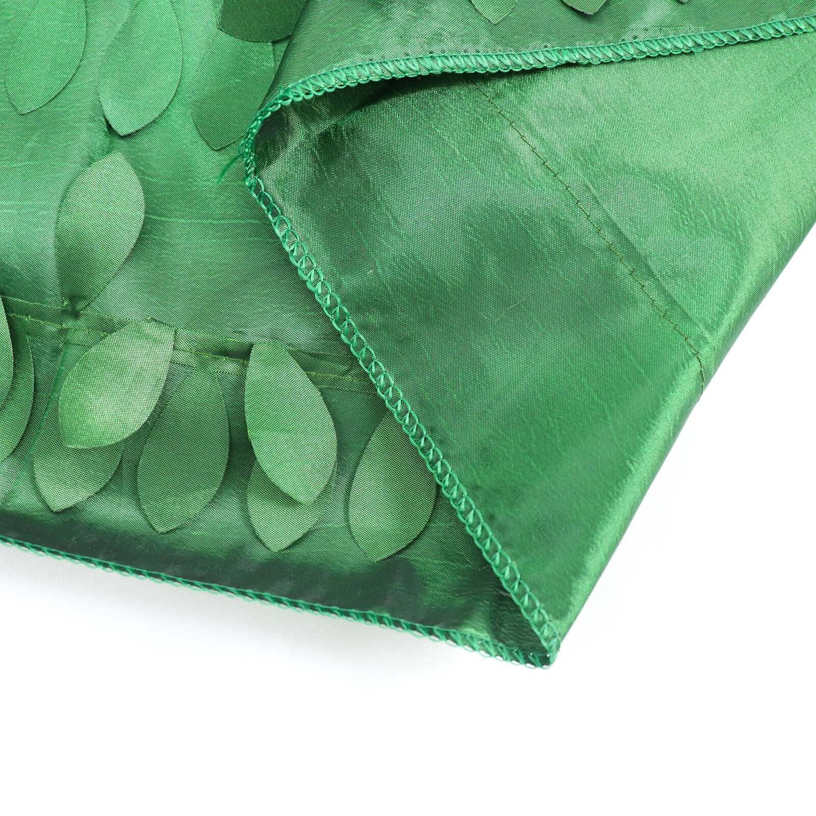 Exclusive 8ft x 8ft Green 3D Leaf Petal Taffeta Event Curtains with Rod Pocket for Backdrops