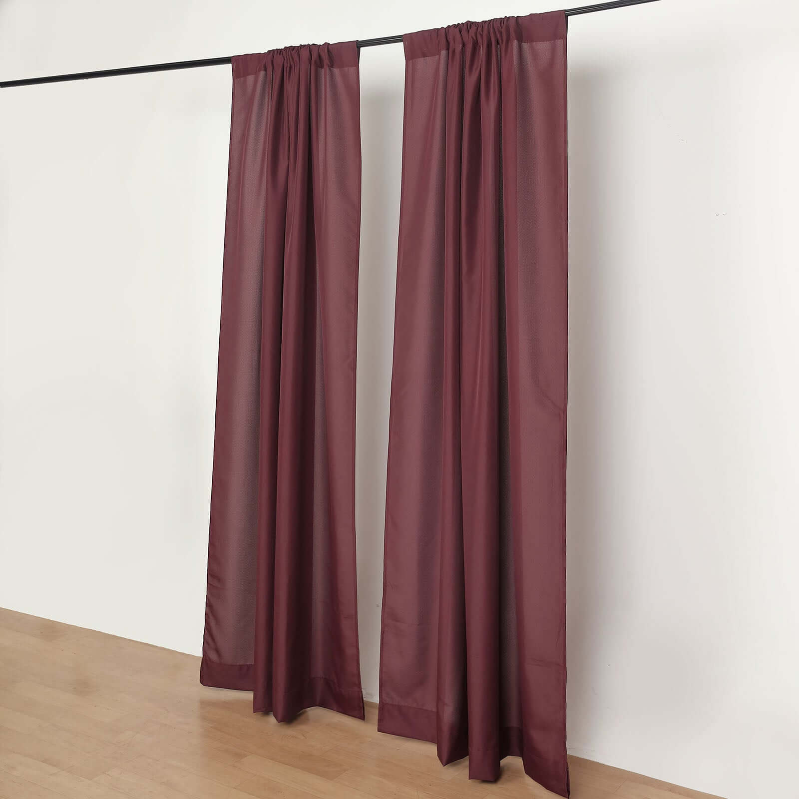 Special Offer! 2-Pack Burgundy Polyester Event Backdrop Curtains, 10ft x 8ft with Rod Pockets, 130 GSM