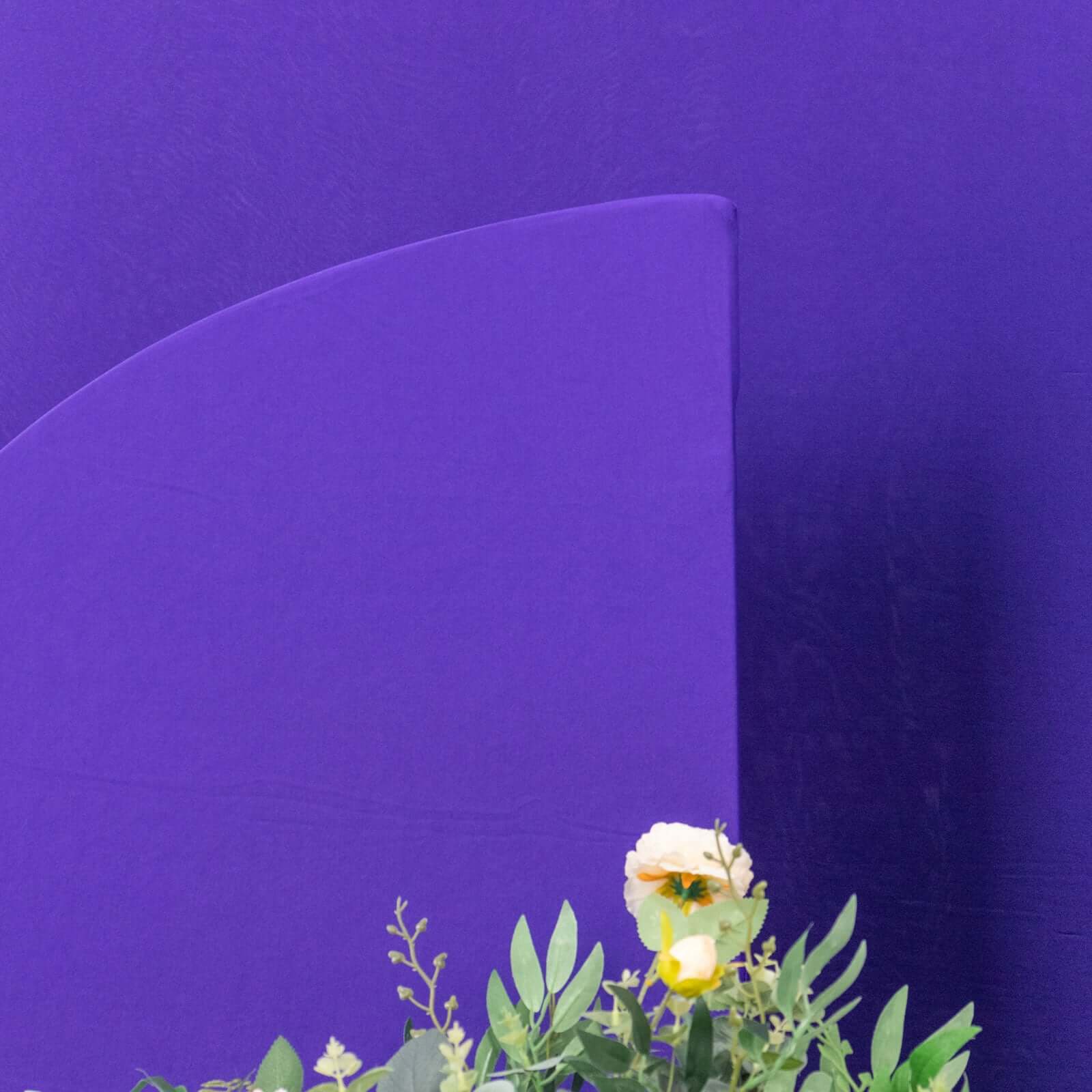 Custom-Fitted Set of 4 Matte Purple Spandex Half Moon Wedding Arch Backdrop Covers