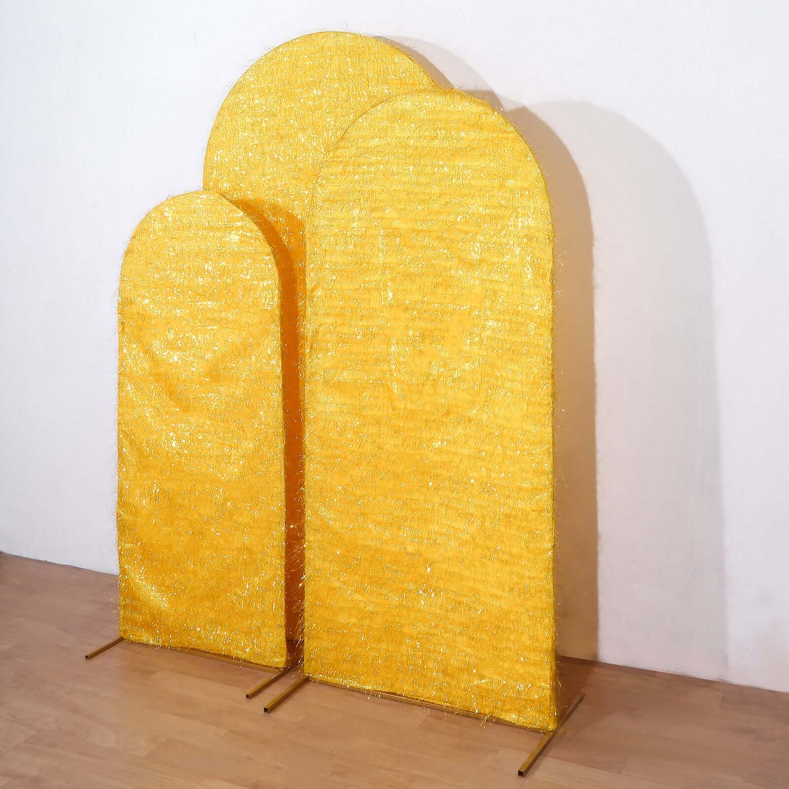 Get 3-Piece Gold Metallic Fringe Chiara Wedding Arch Covers - 5ft, 6ft, 7ft