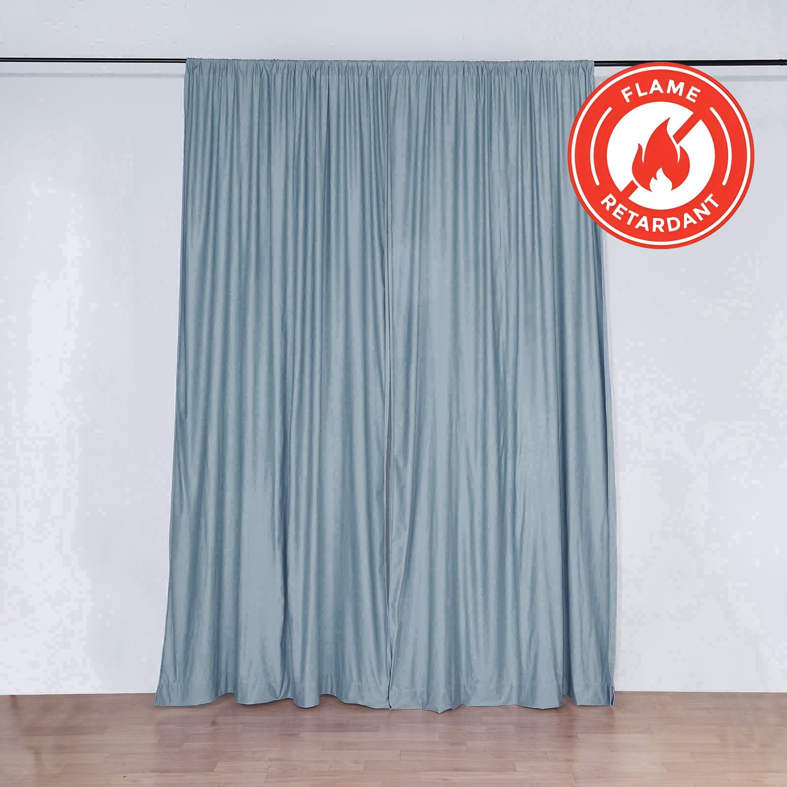 Hot Sale! 2 Pack 10ftx10ft Dusty Blue Scuba Polyester Wrinkle-Free Flame-Resistant Event Curtain Drapes with Rod Pockets