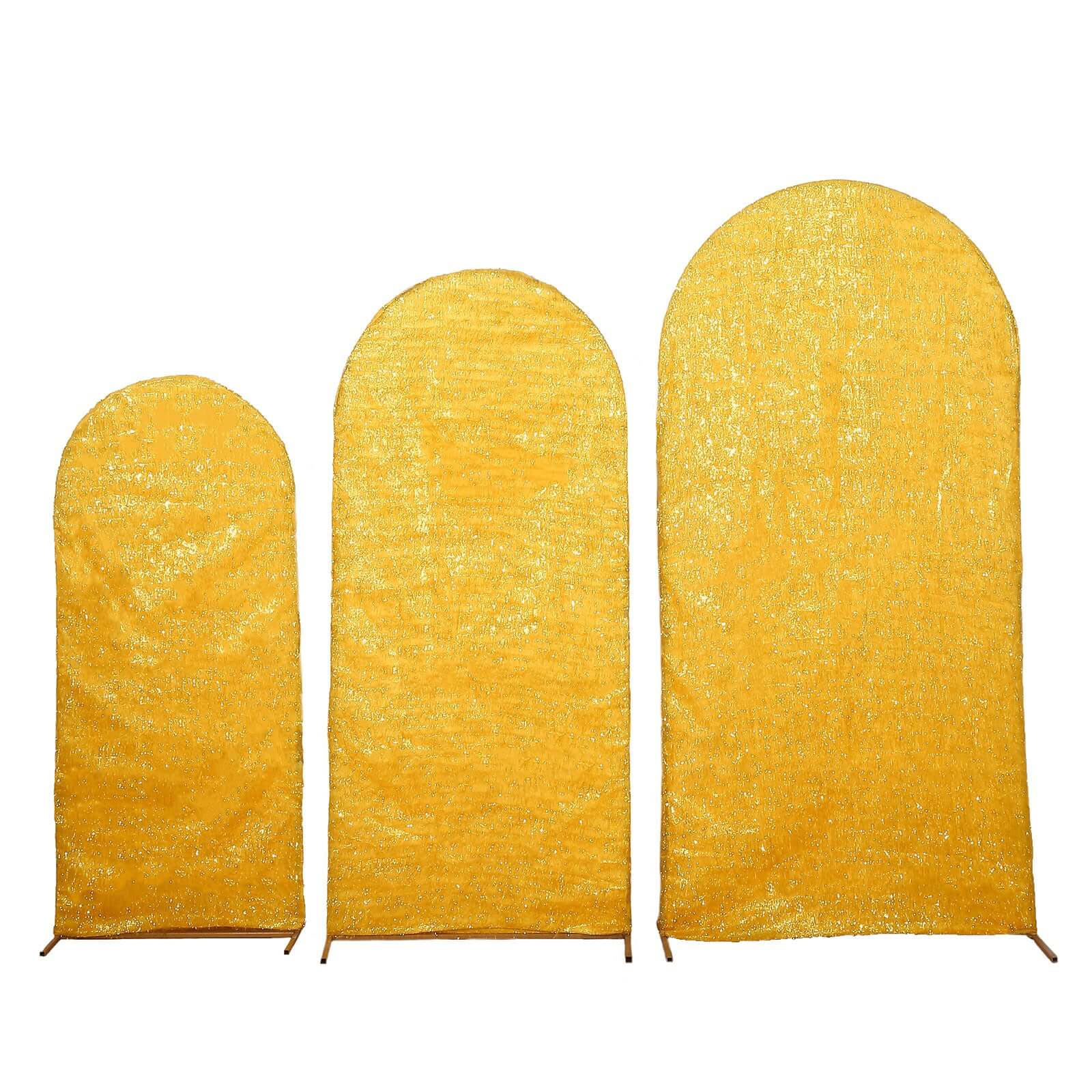Get 3-Piece Gold Metallic Fringe Chiara Wedding Arch Covers - 5ft, 6ft, 7ft