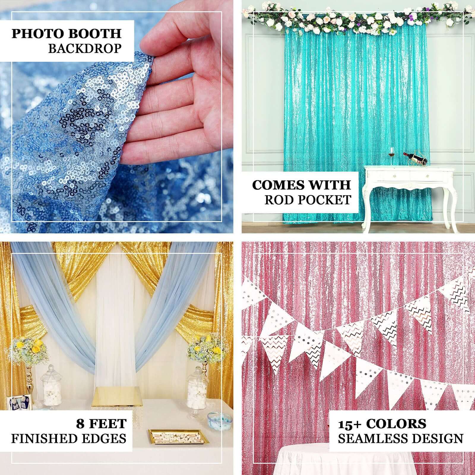 Hunter Emerald Green 8ftx8ft Sequin Event Curtain Drapes - Perfect Backdrop