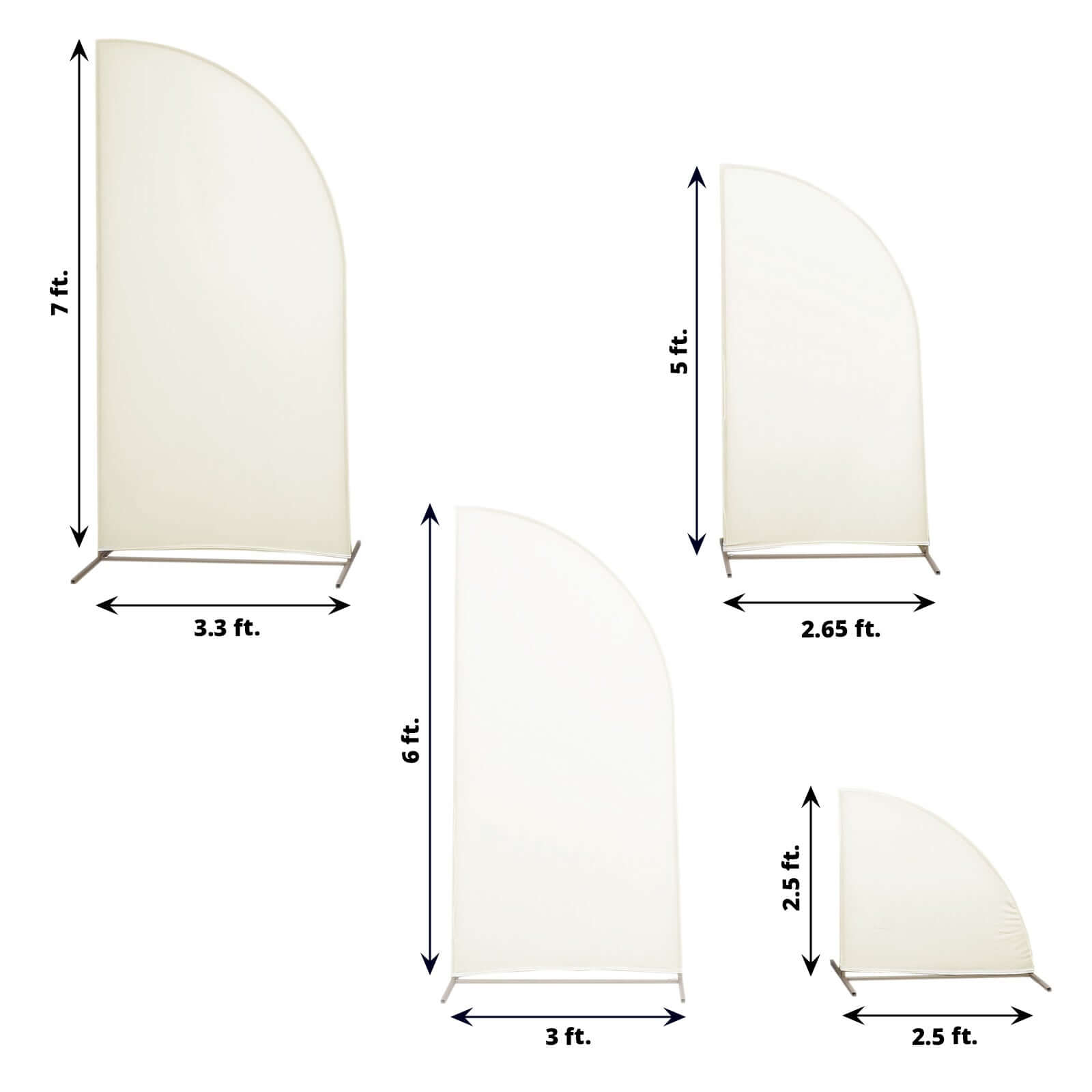 Special Offer! Set of 4 Custom - Fitted Matte Ivory Spandex Half - Moon Wedding Arch Backdrop Covers in Various Sizes