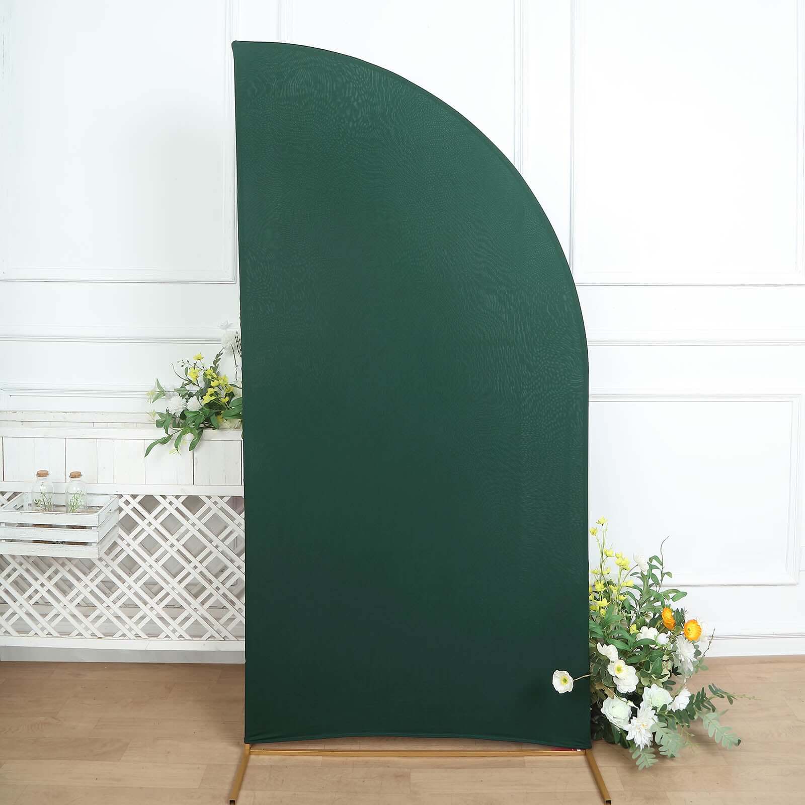 Custom Fitted 7ft Matte Hunter Emerald Green Spandex Half Moon Chiara Wedding Arch Backdrop Cover