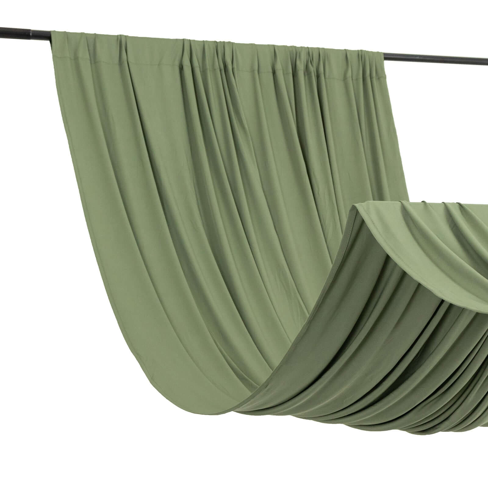 Wrinkle-Free Dusty Sage Green 4-Way Stretch Spandex Event Curtain Drapes, 5ftx14ft with Rod Pockets