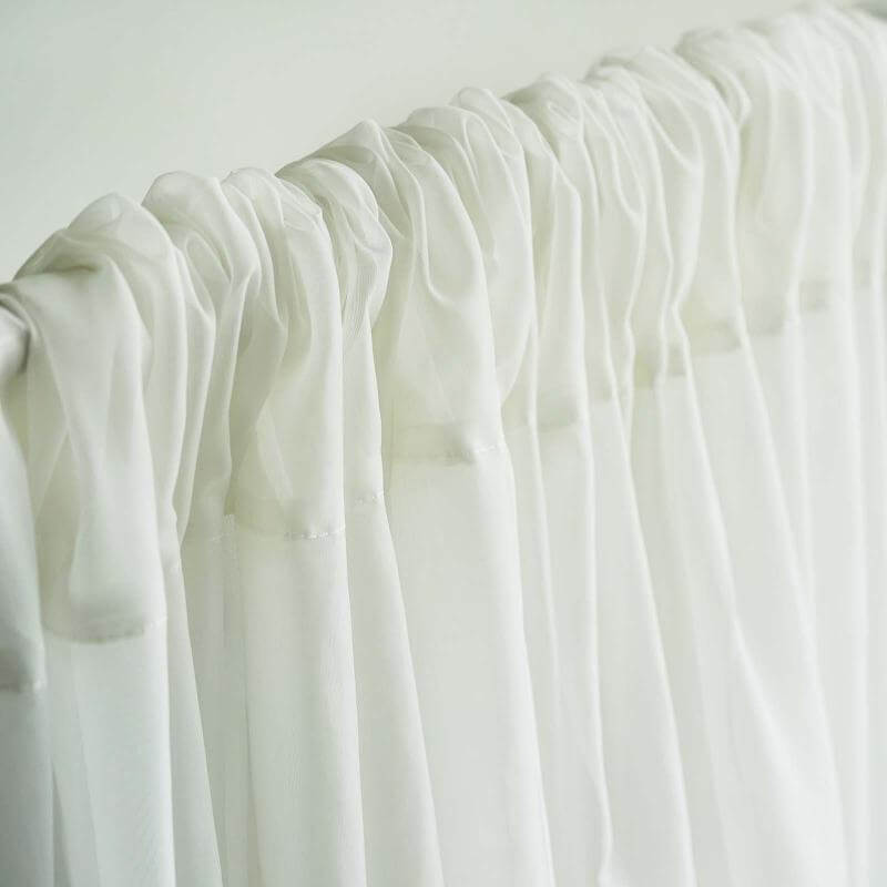 2-Pack Ivory Durable Flame-Resistant Chiffon Event Curtain Drapes, 10ftx10ft with Rod Pockets