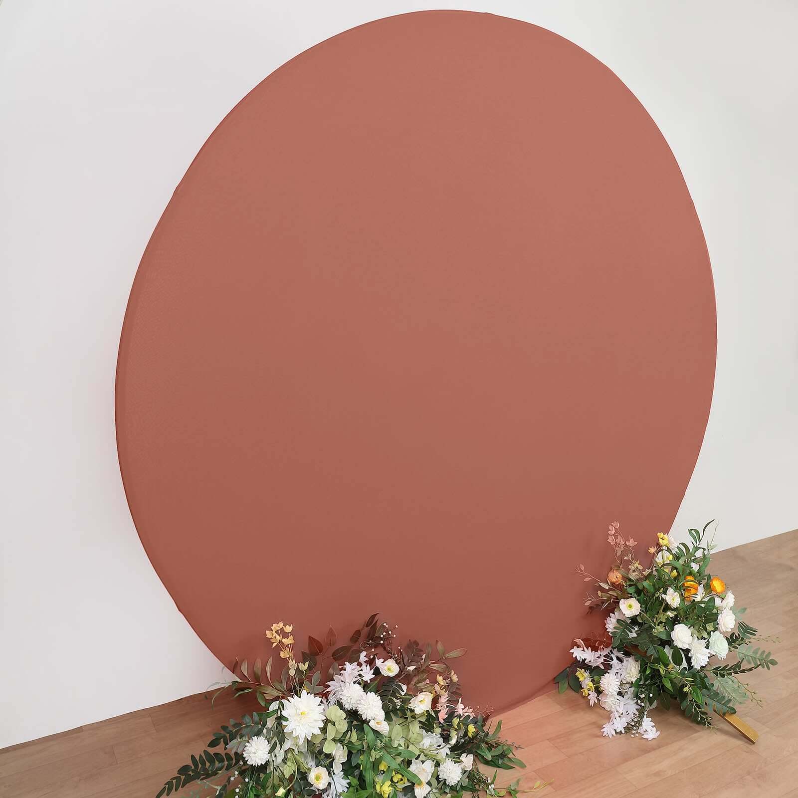 7.5ft Terracotta (Rust) Round Spandex Party Backdrop Stand Cover - Ideal for Events