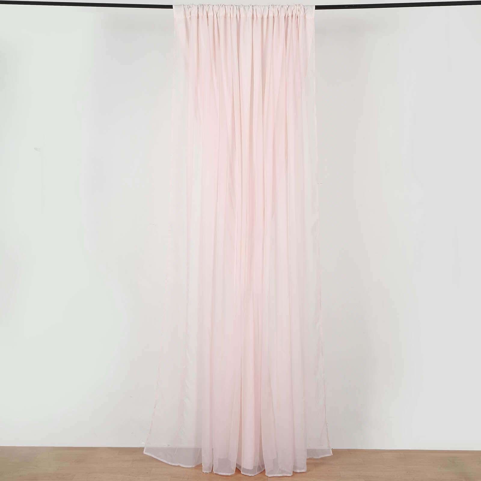 Hot Sale! 10ftx10ft Blush Dual - Layer Chiffon & Polyester Event Curtain Drapes with Rod Pockets