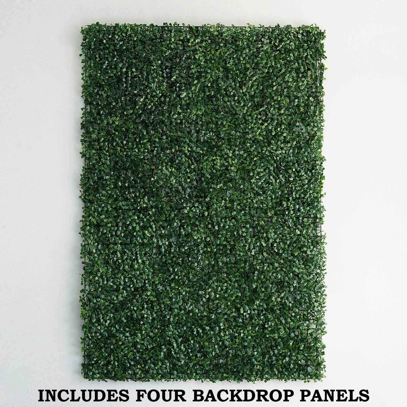 11 Sq ft. Dark Green Artificial Boxwood Hedge Garden Wall Backdrop Mat - Set of 4 Panels