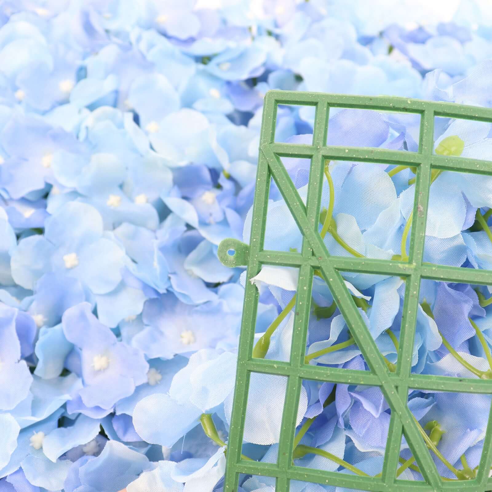 Amazing 11 Sq ft. UV-Protected Light Blue Hydrangea Flower Wall Mat Backdrop - 4 Artificial Panels