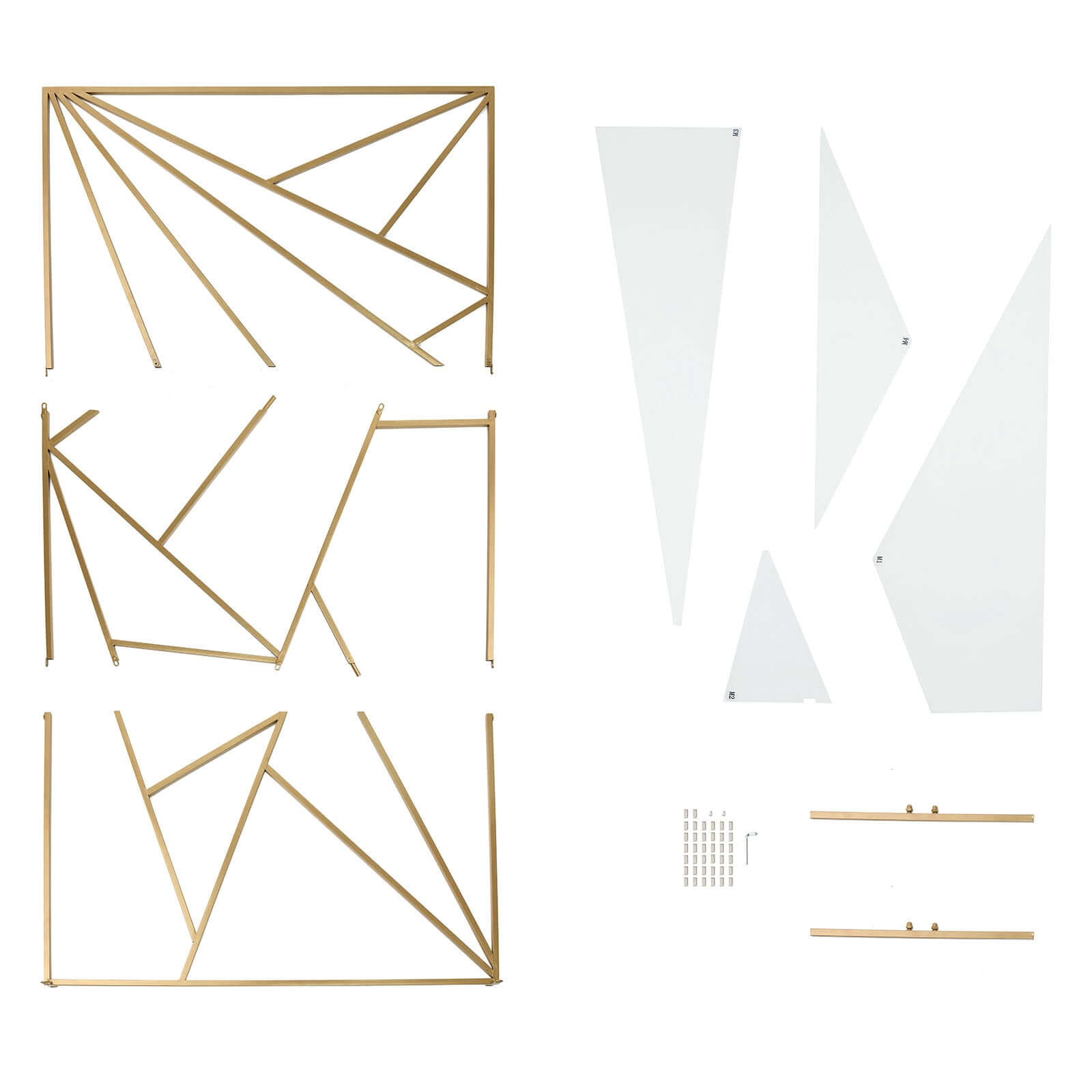 6ft Tall Gold Metal Rectangular Geometric Flower Frame for Wedding Backdrop with Cloudy Film Insert