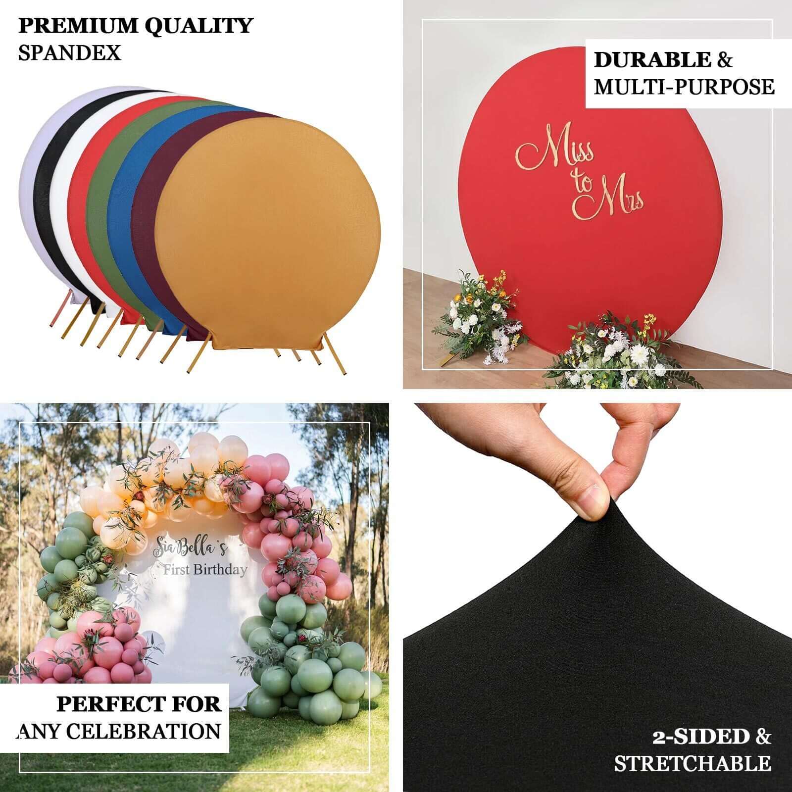 7.5ft Terracotta (Rust) Round Spandex Party Backdrop Stand Cover - Ideal for Events
