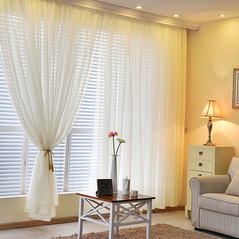2-Pack Ivory Durable Flame-Resistant Chiffon Event Curtain Drapes, 10ftx10ft with Rod Pockets