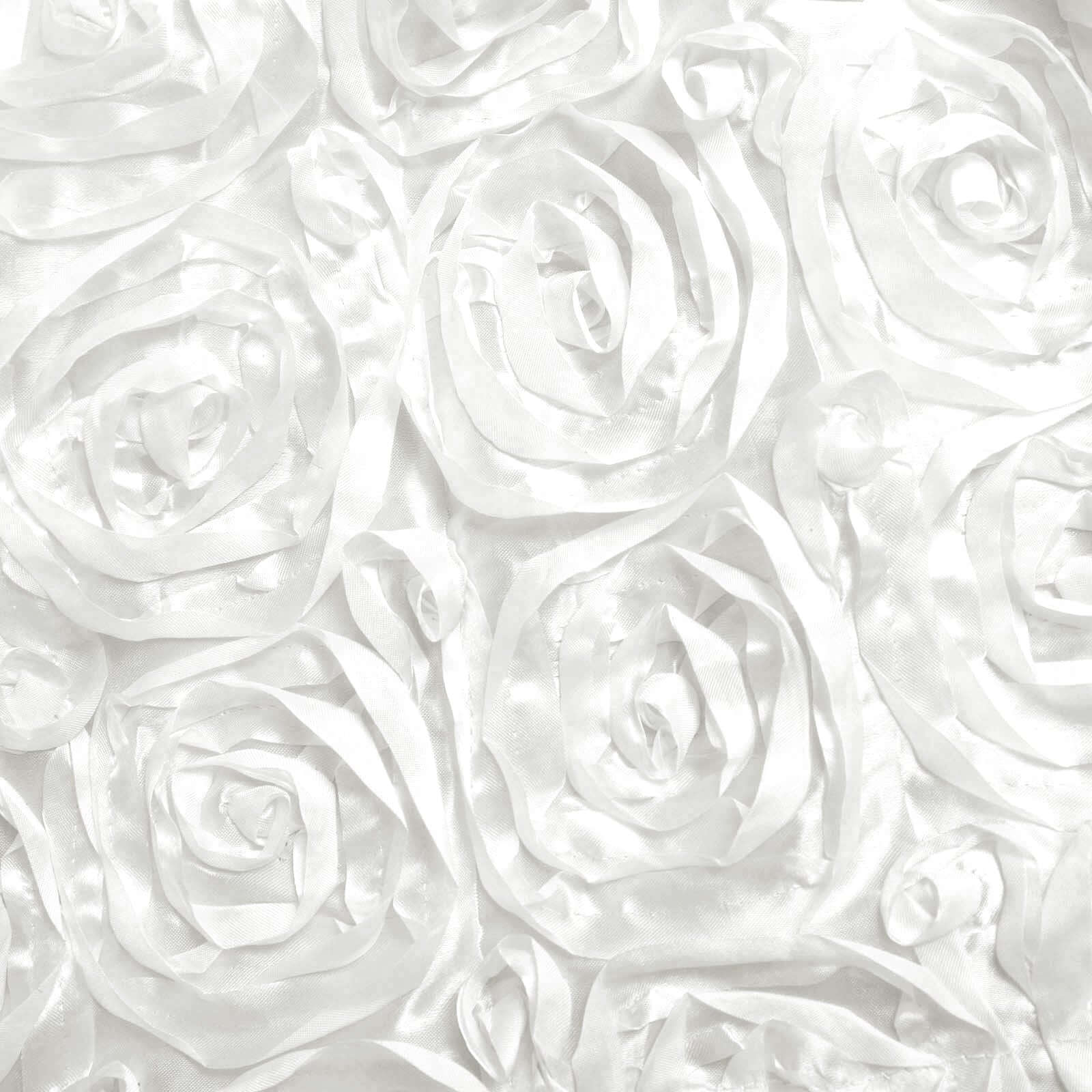 8ft by 8ft White Satin 3D Rosette Backdrop Curtain for Events