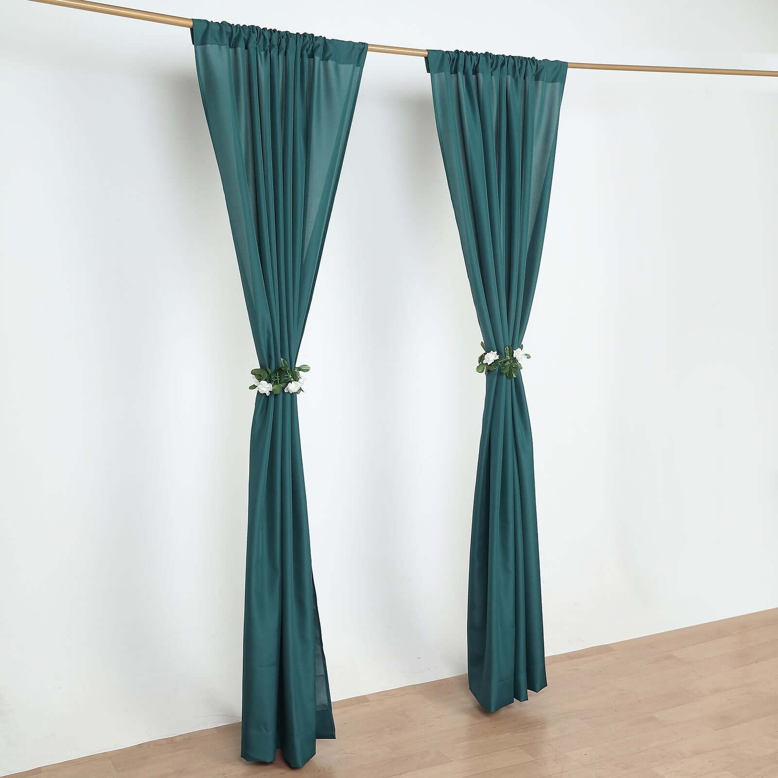 2-Pack 10ftx8ft Peacock Teal Polyester Event Drapes with Rod Pockets, 130 GSM
