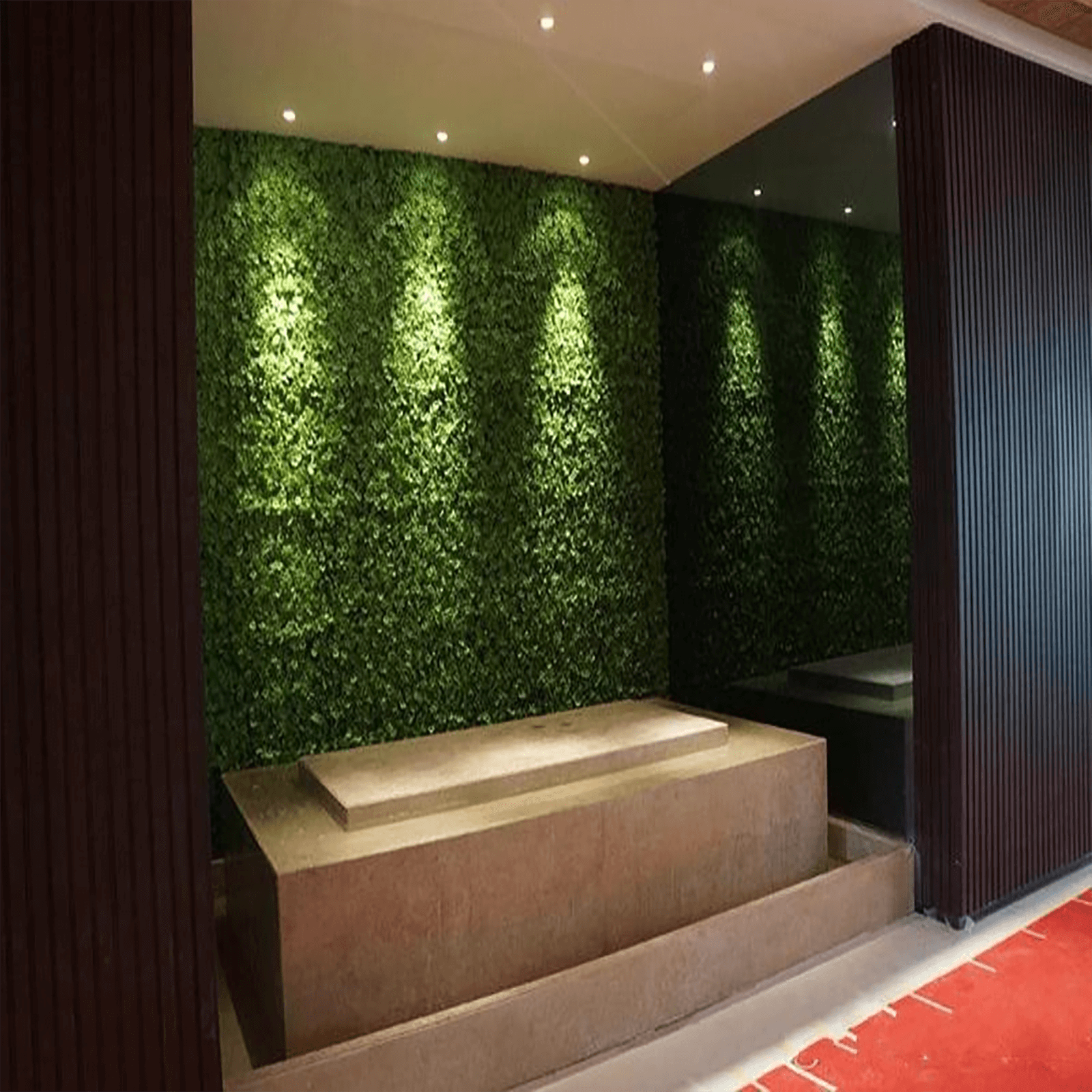 11 Sq ft. Dark Green Artificial Boxwood Hedge Garden Wall Backdrop Mat - Set of 4 Panels