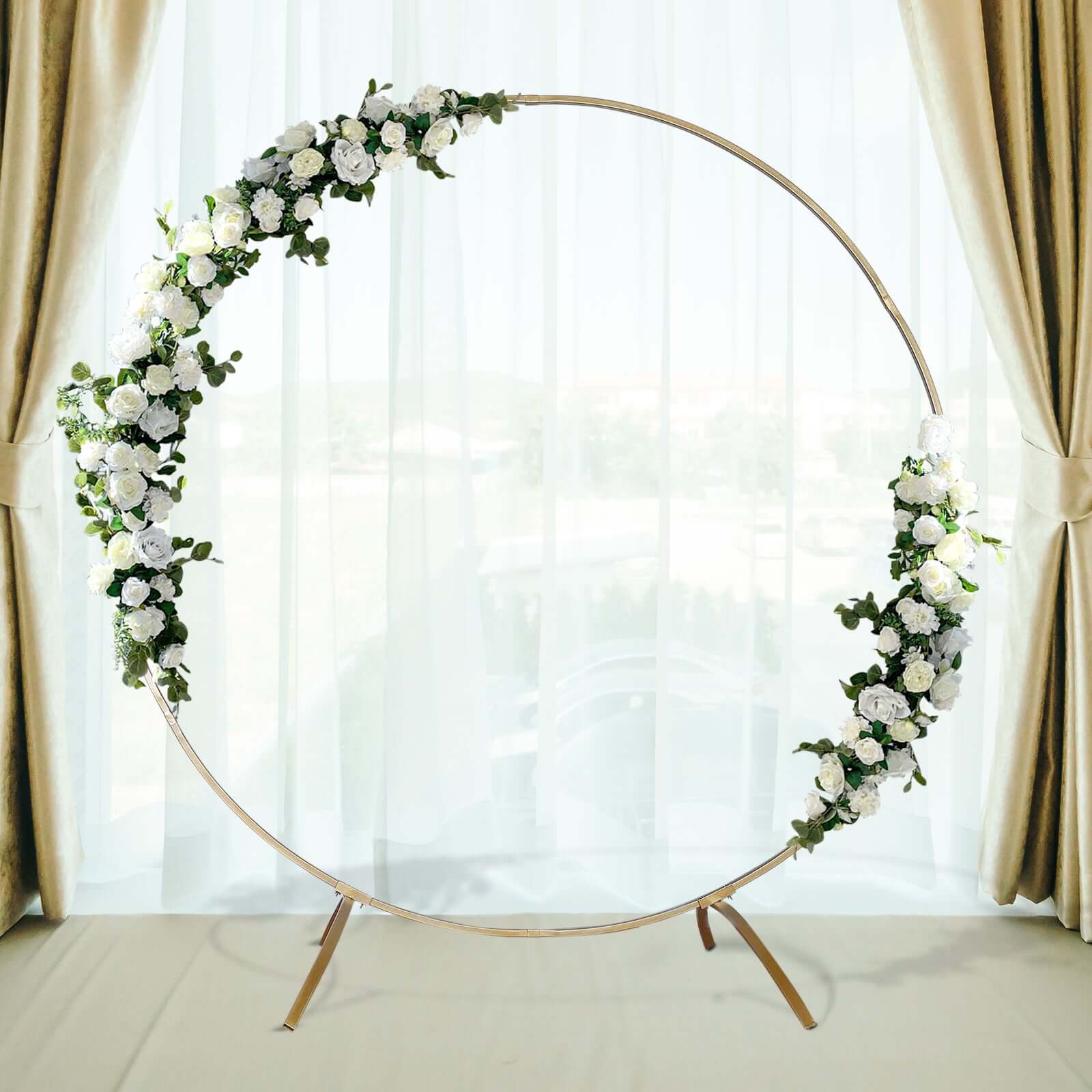 7.5ft Gold Heavy Duty Metal Round Wedding Arch Stand - Ideal for Photos