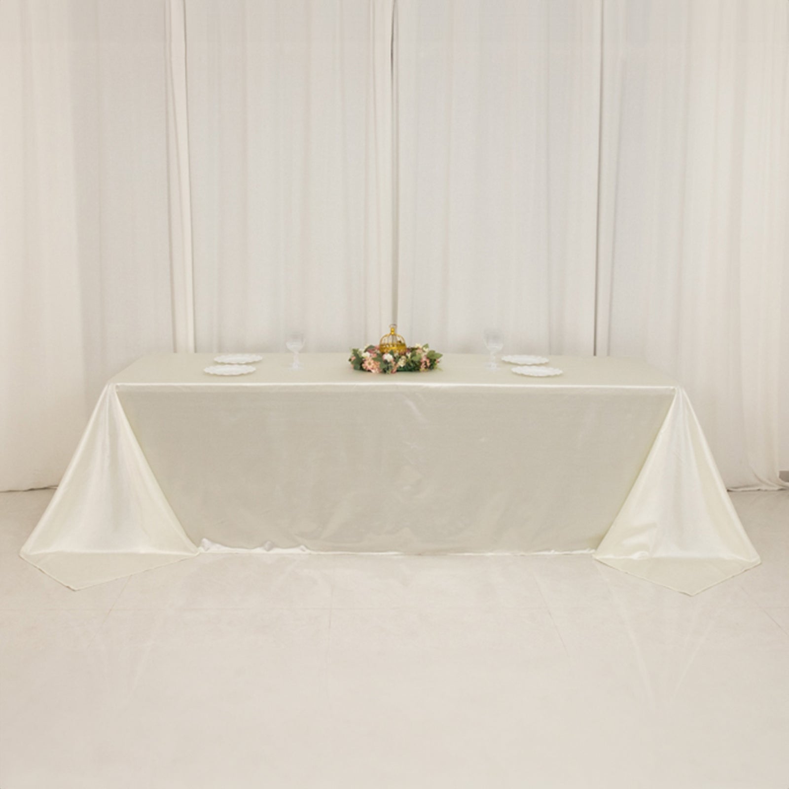 Premium Wrinkle-Free & Stain-Resistant Shimmering Pearl White Scuba Tablecloth 90x156